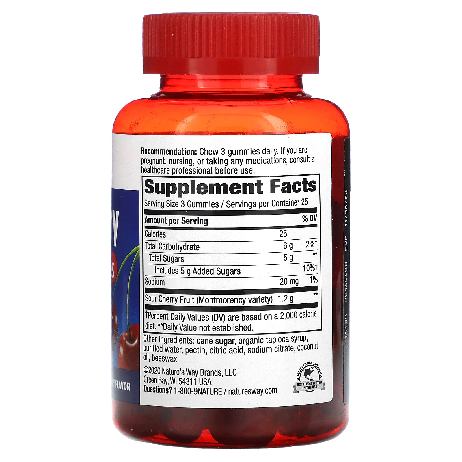 Nature's Way, вишня, ультра жевательные таблетки, со вкусом вишни, 1200 мг, 75 жевательных таблеток (400 мг в 1 жевательной таблетке)