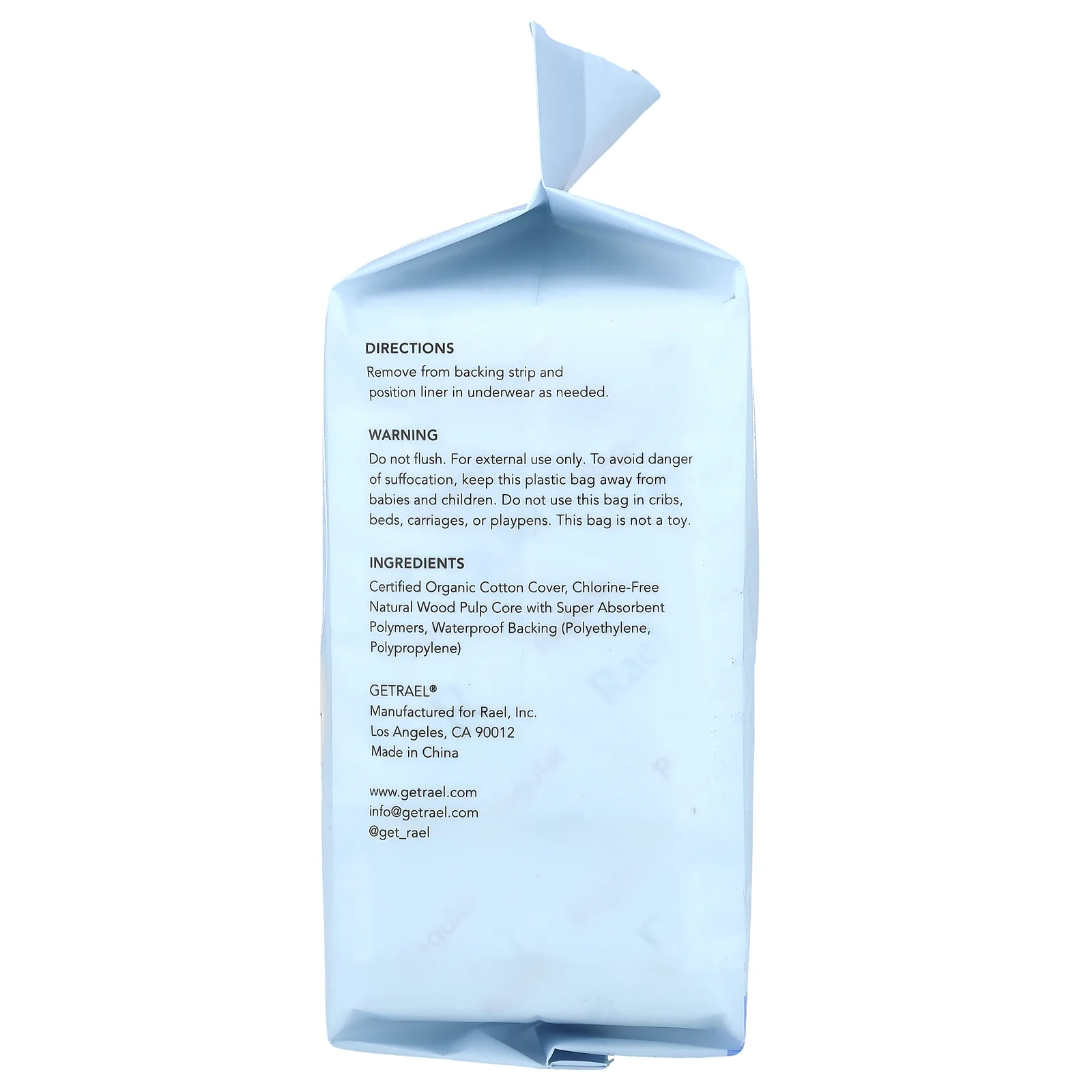 Rael, Покрывающие прокладки из органического хлопка, от протечек мочевого пузыря, обычные, 48 штук