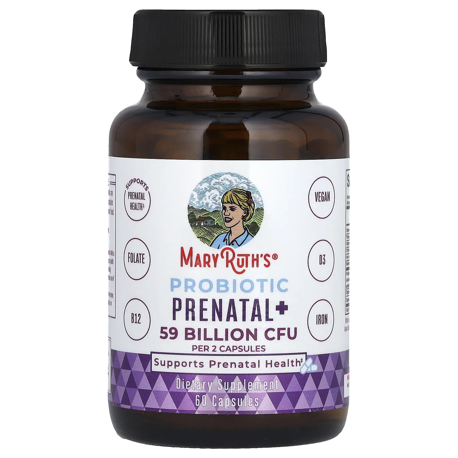 MaryRuth's, Probiotic Prenatal +, 59 млрд КОЕ, 60 капсул (29,5 млрд КОЕ в 1 капсуле)