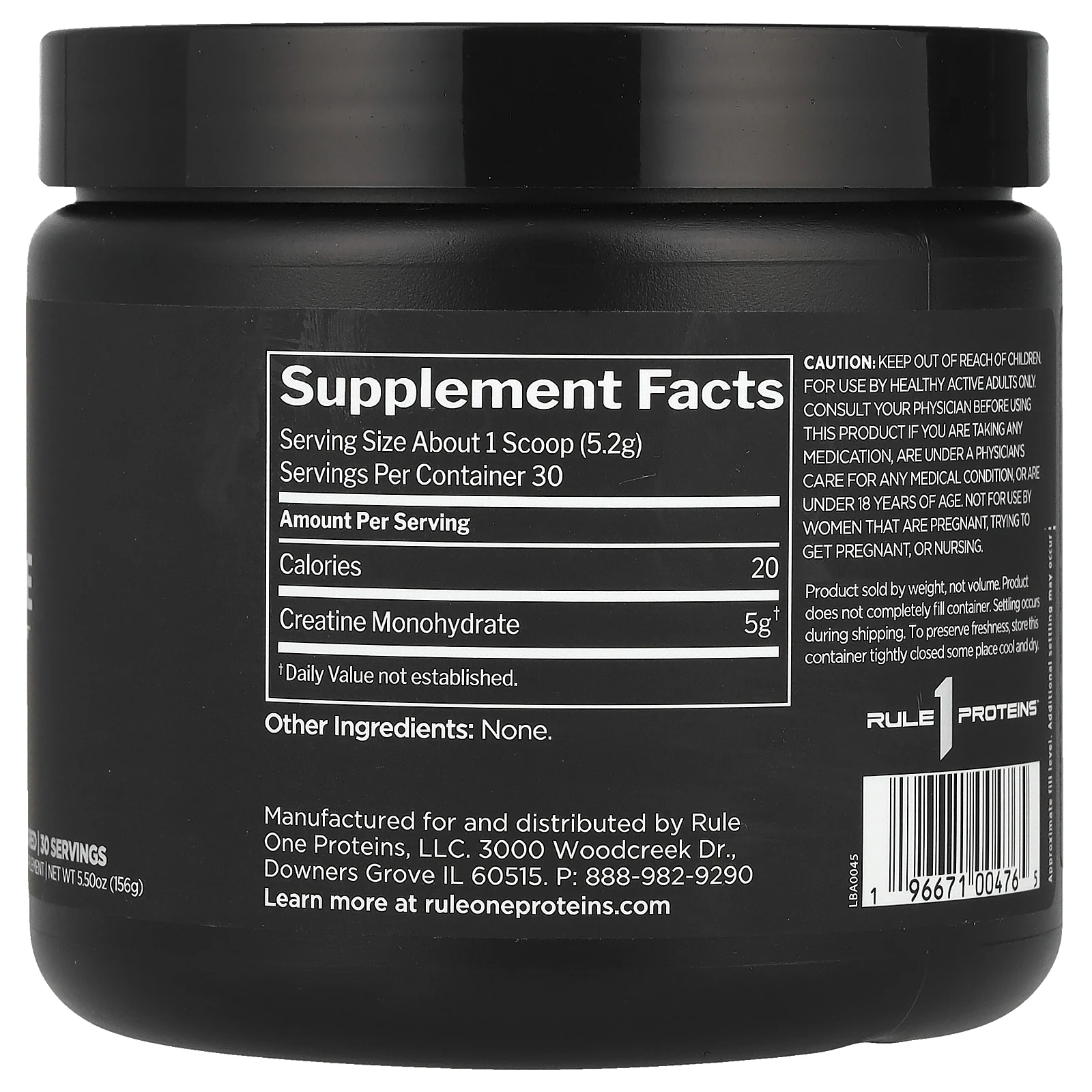 Rule One Proteins, Creatine, Unflavored, 5.5 oz (156 g)