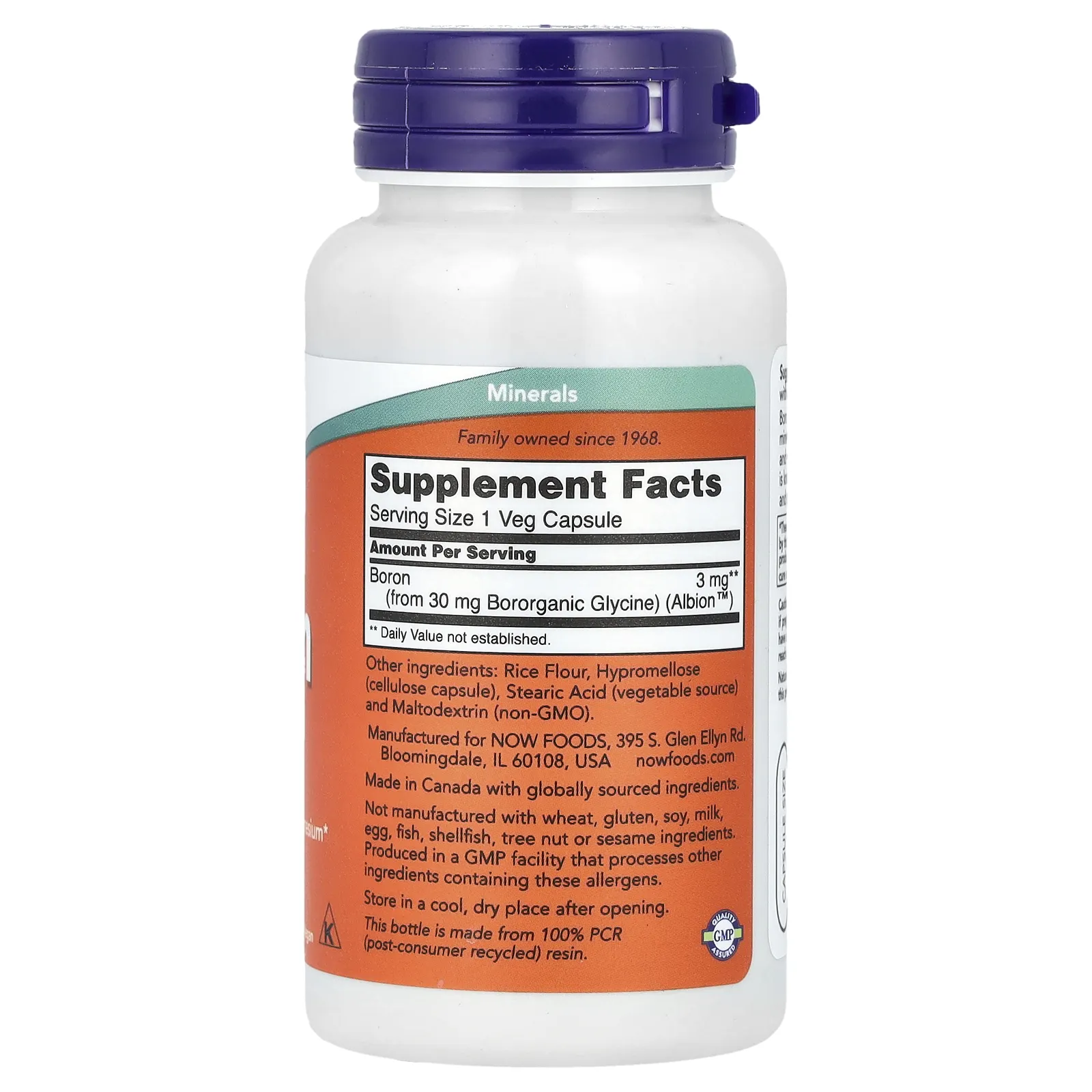 NOW Foods, Бор, 3 мг, 100 растительных капсул