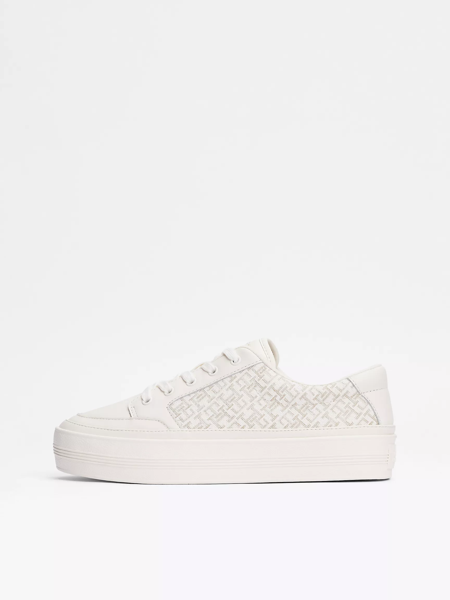 Женские кроссовки Tommy Hilfiger, Кожаные кеды на платформе с монограммным узором