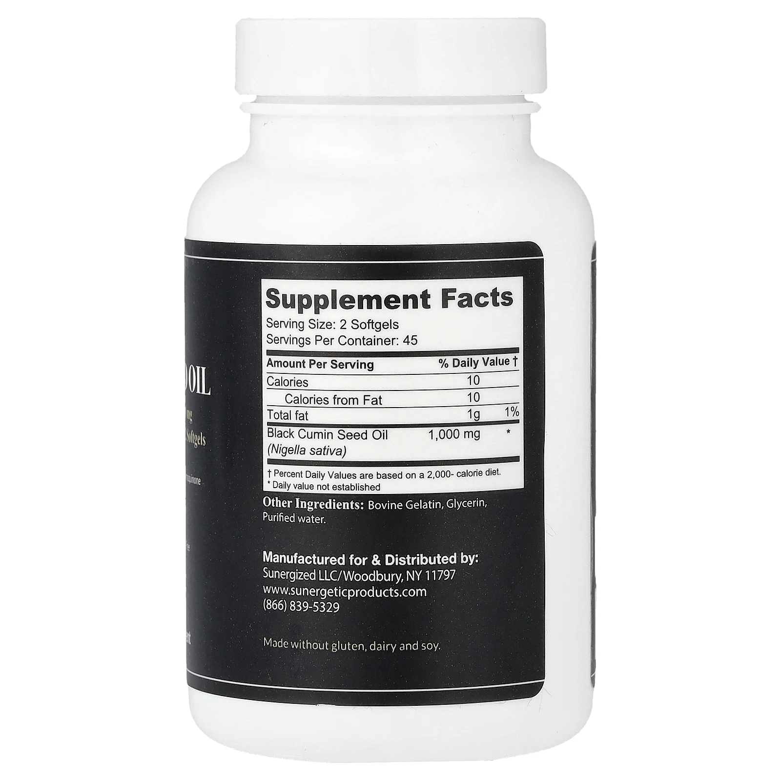 Sunergetic, масло из семян черного тмина премиального качества, 90 капсул (500 мг в каждой)