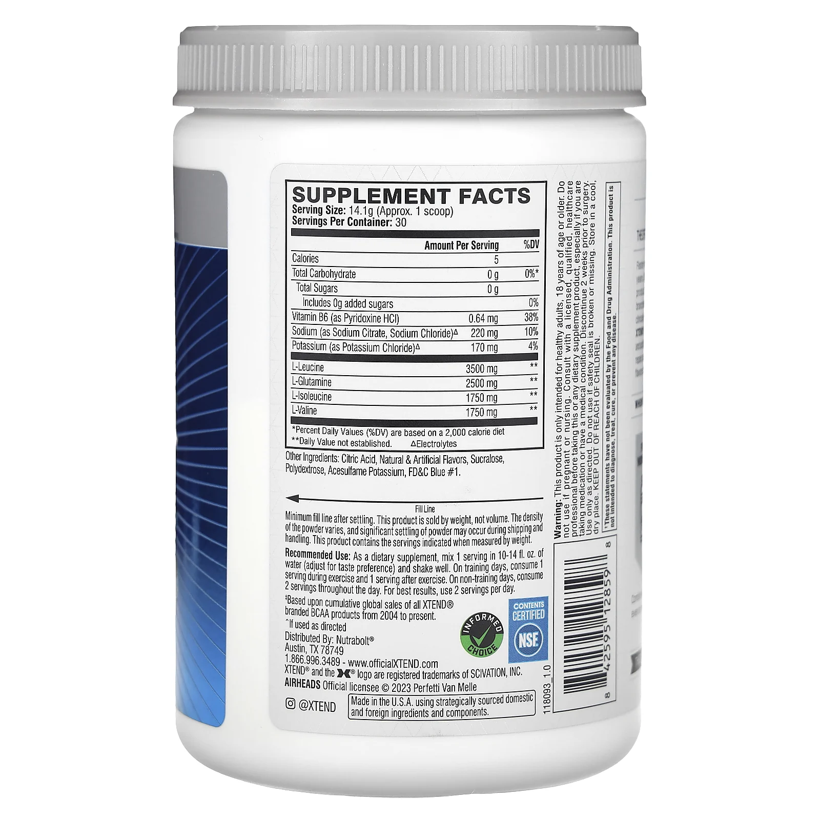 XTEND, The Original, 7 г аминокислот с разветвленной цепью (BCAA), со вкусом голубой малины, 423 г (15 унций)