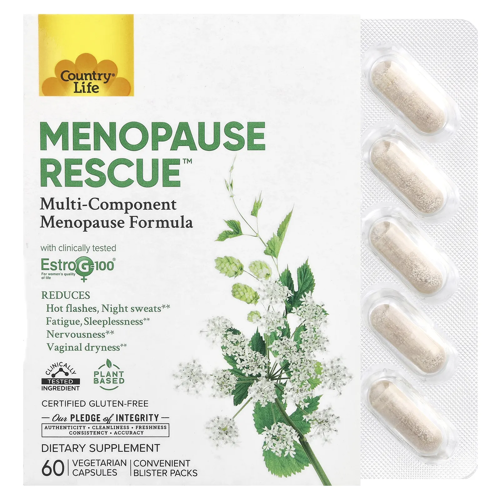 Country Life, Menopause Rescue, 60 вегетарианских капсул