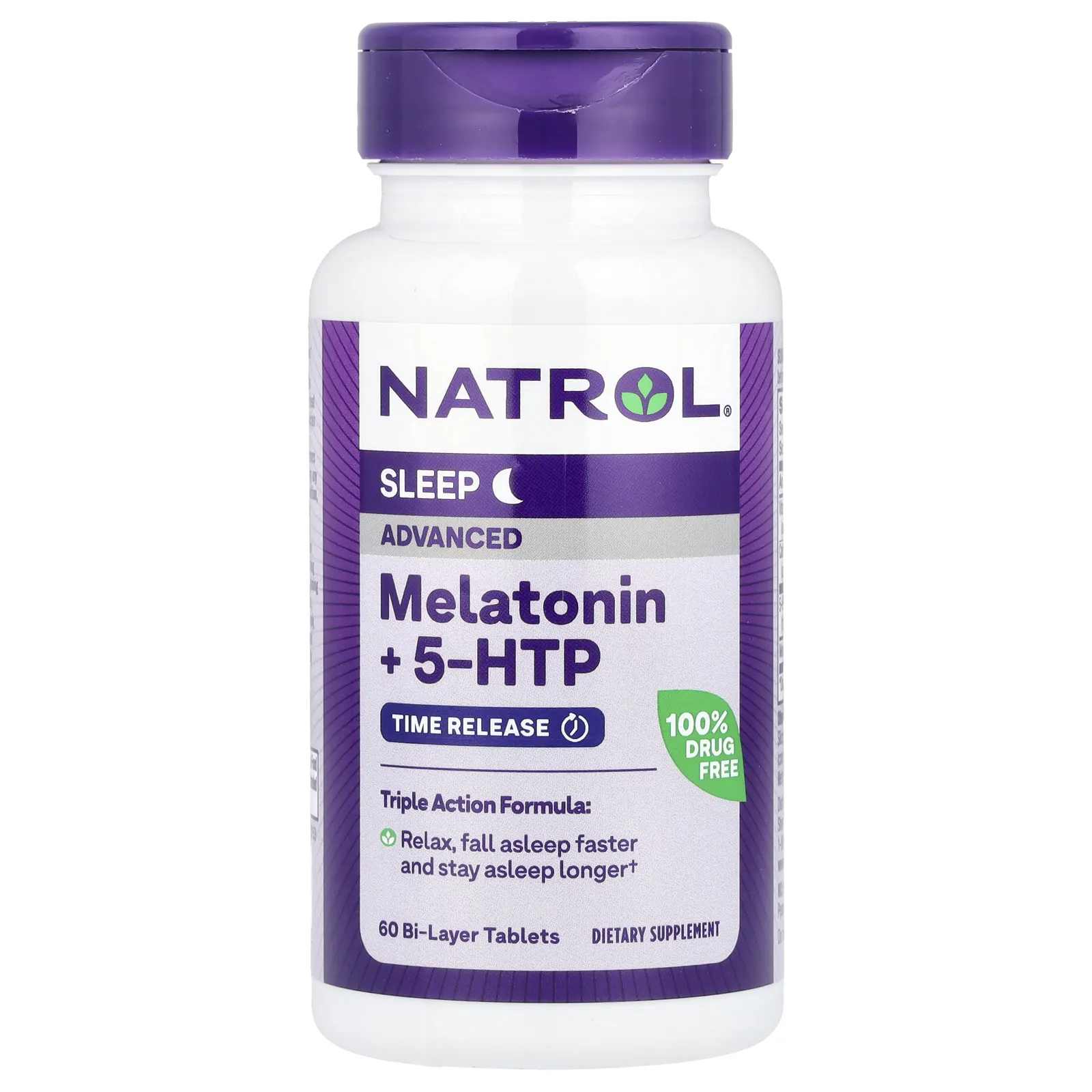 Natrol, мелатонин + 5-HTP, улучшенный сон, 60 двухслойных таблеток