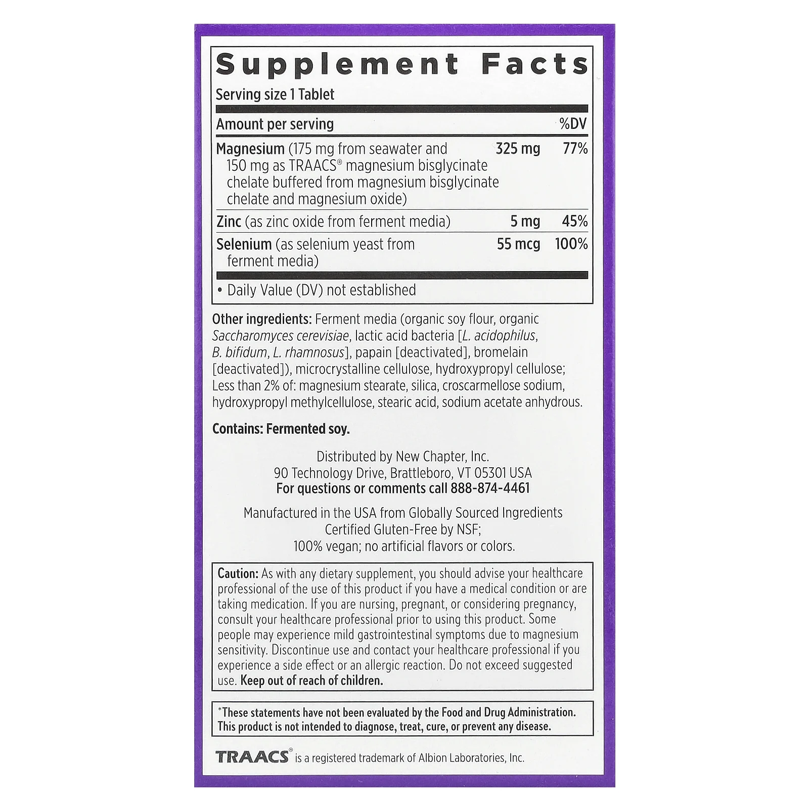 New Chapter, Magnesium + Selenium & Zinc, 30 Vegan Tablets