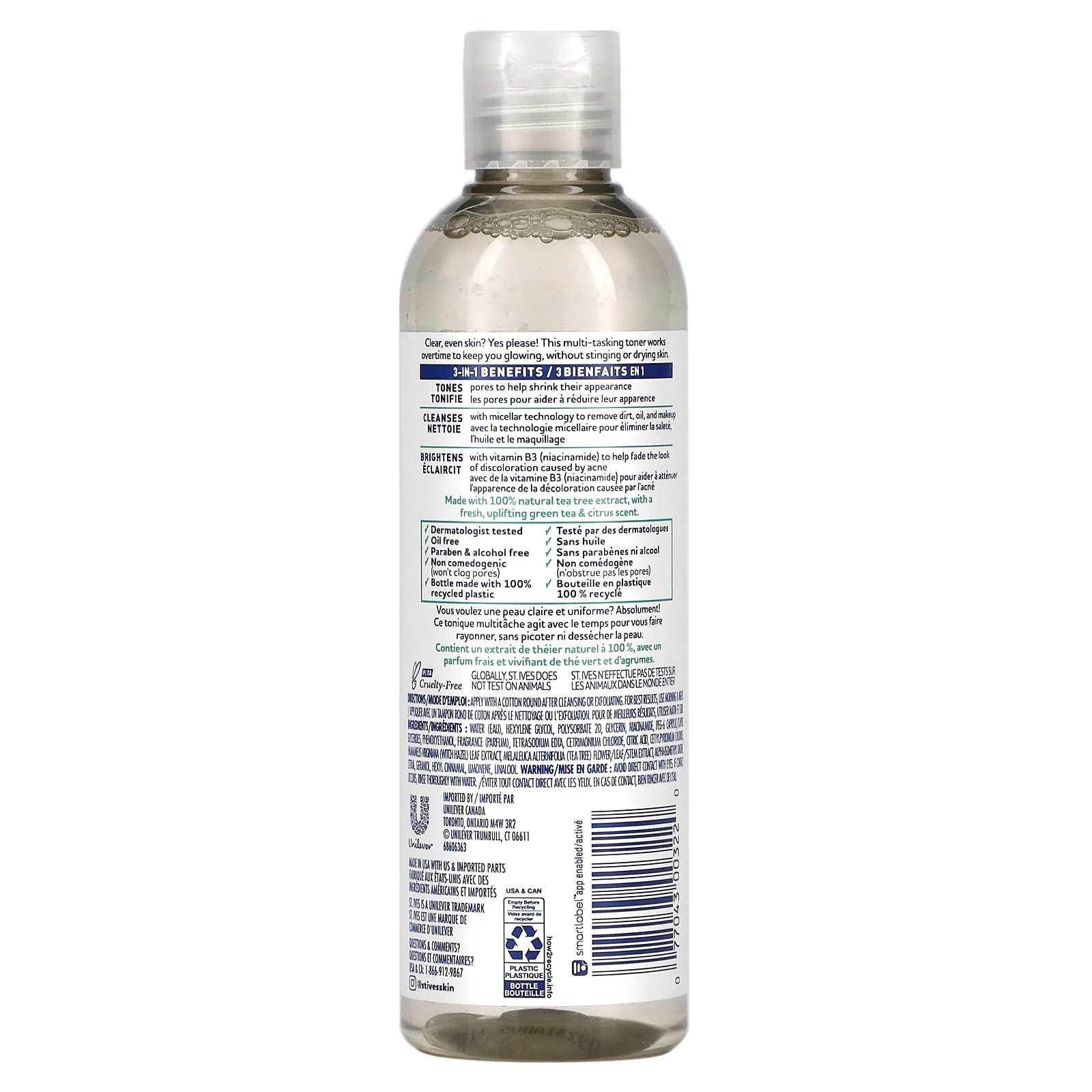 St. Ives, Solutions, ежедневный тоник 3 в 1, чайное дерево и гамамелис, 251 мл (8,5 жидк. Унции)