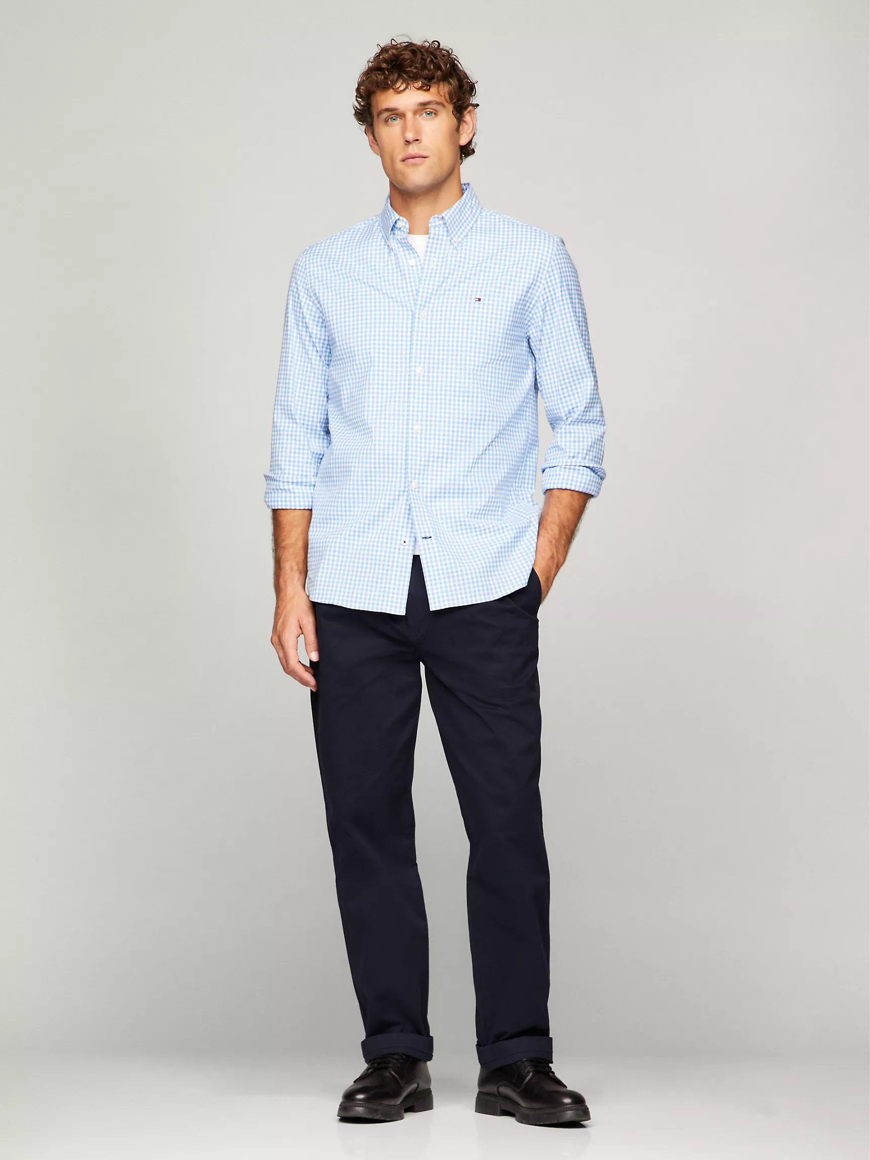 Мужская рубашка Tommy Hilfiger, Рубашка стандартного кроя THFlex из поплина в клетку гингем