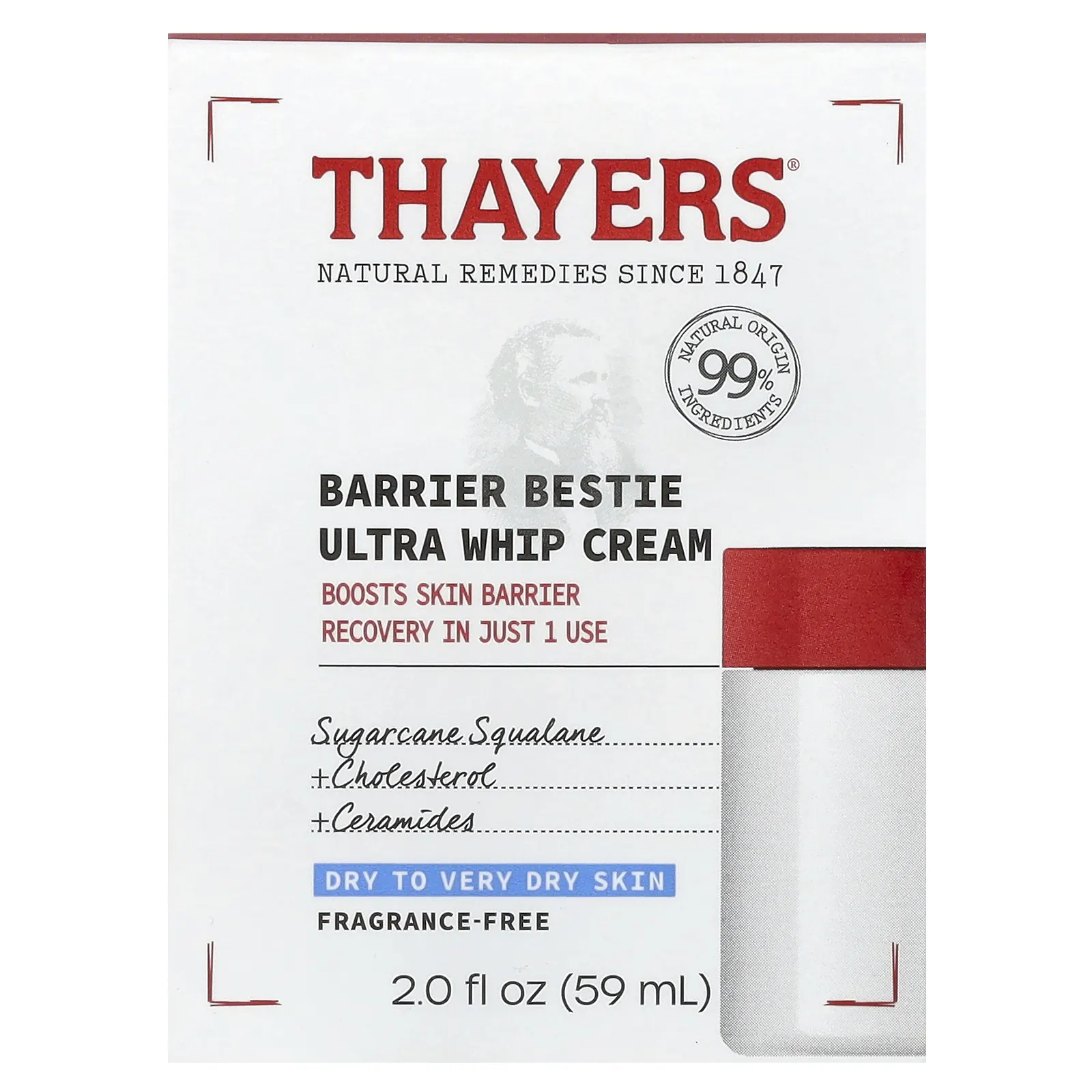 Thayers, Barrier Bestie Ultra Whip, крем, без отдушек, 59 мл (2 жидк. Унции)