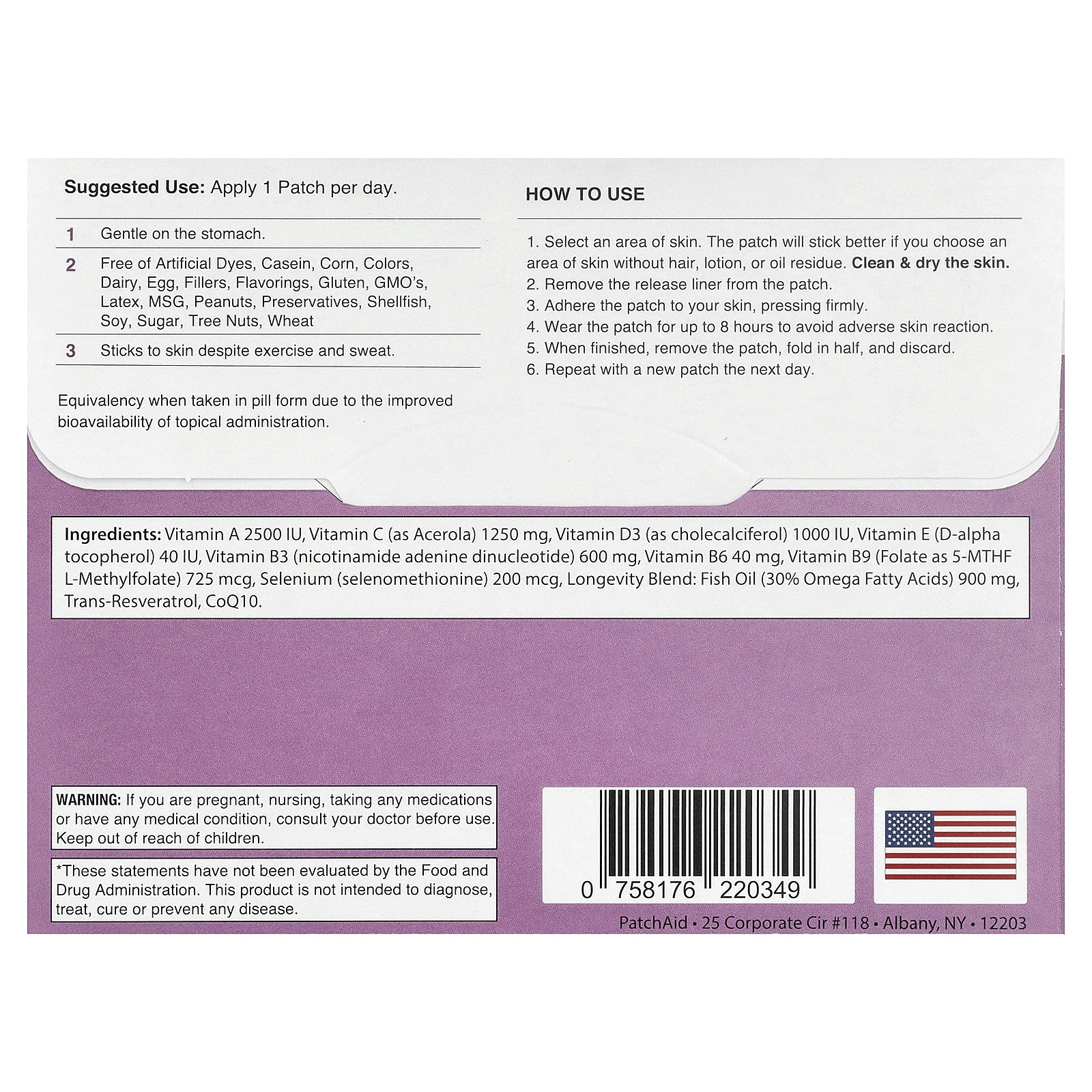 PatchAid, комплексный антивозрастной патч, 30 патчей