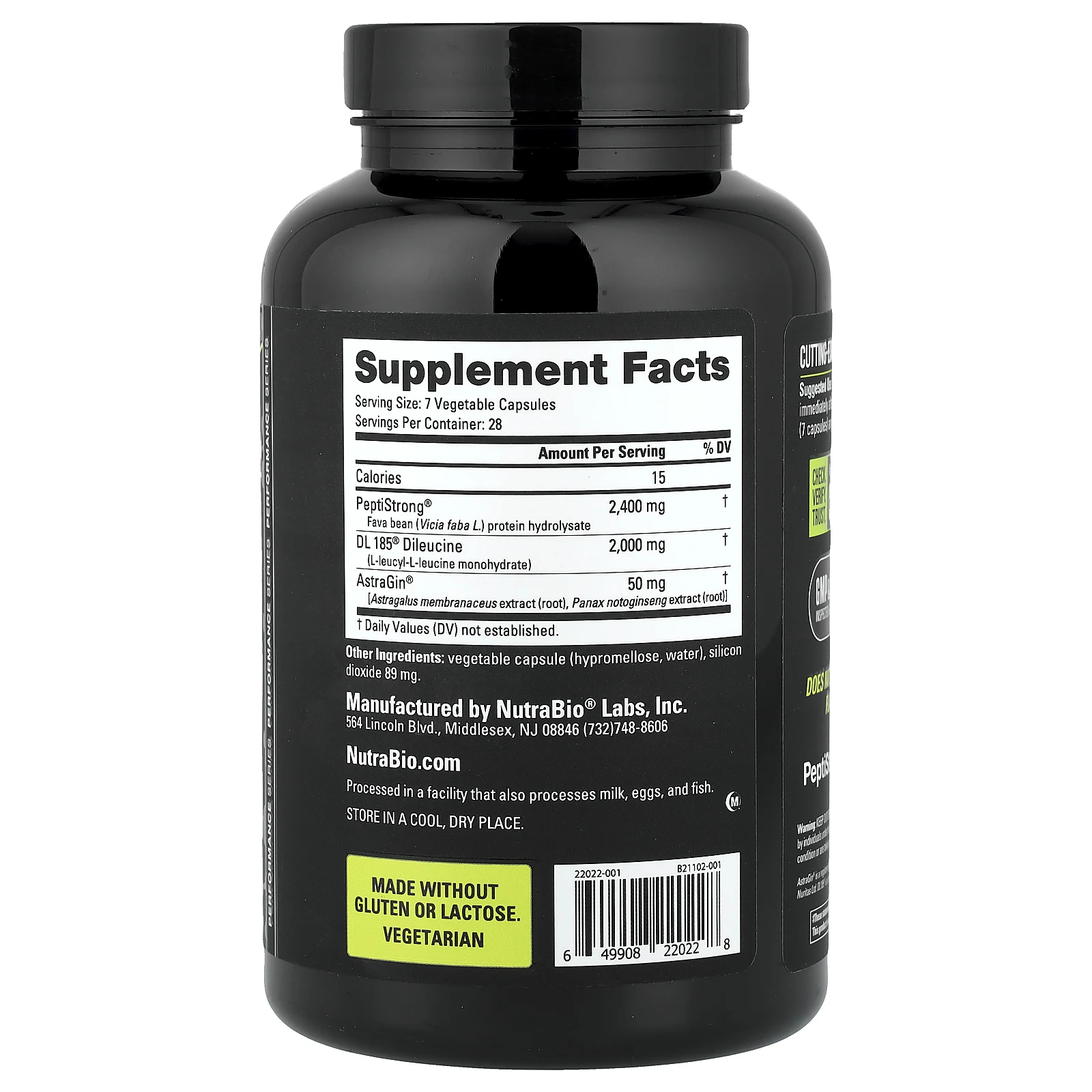 NutraBio, пептиды роста, 196 капсул