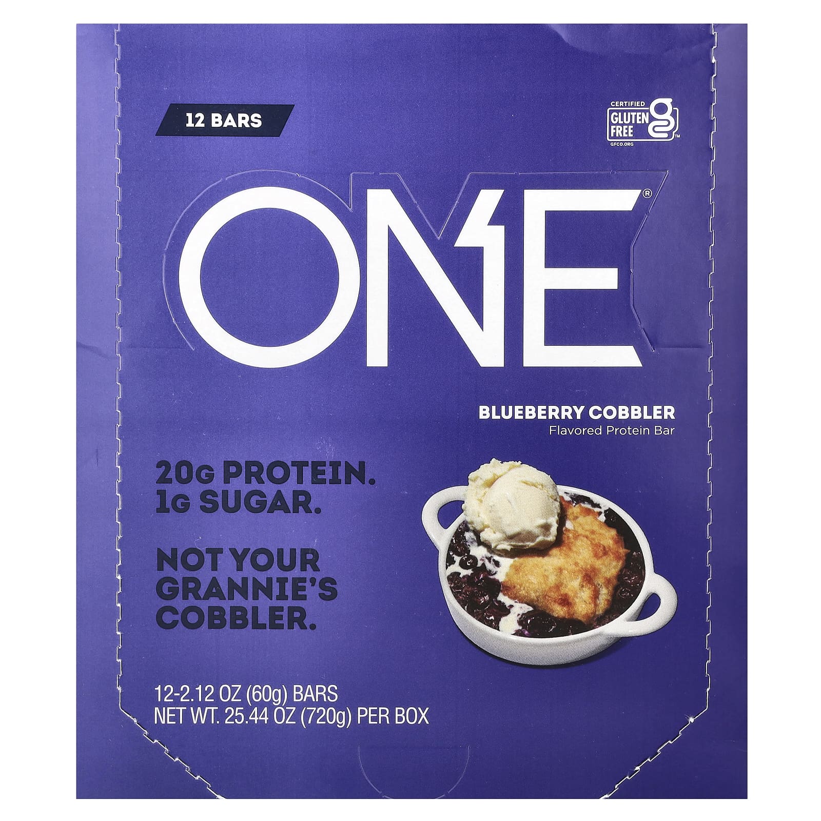 One Brands, ONE Bar, черничный коблер, 12 батончиков, 60 г (2,12 унции) каждый