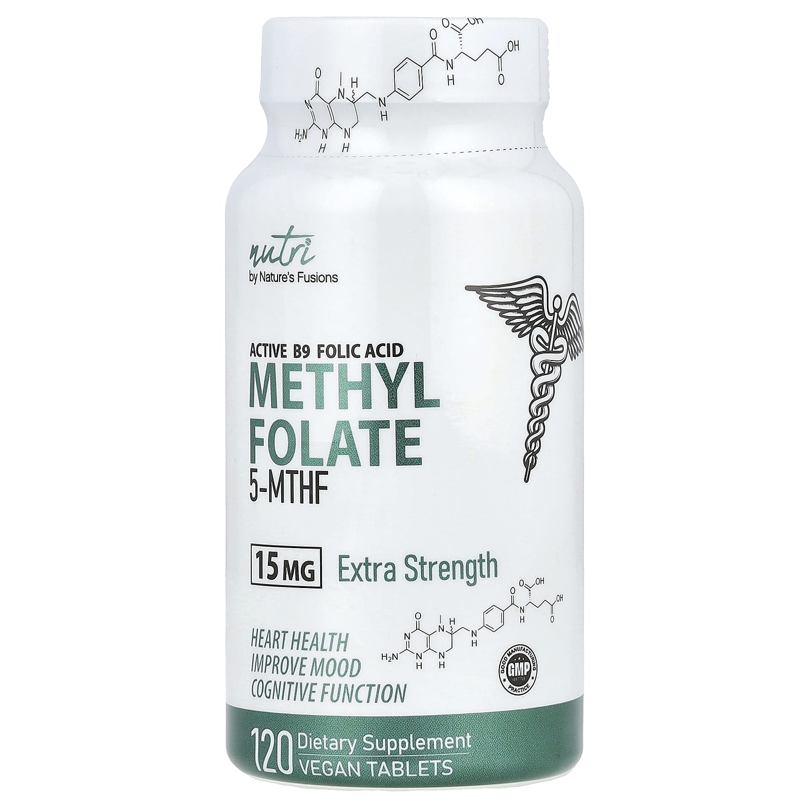 Nutri, Метилфолат, повышенная сила действия, 15 мг, 120 веганских таблеток
