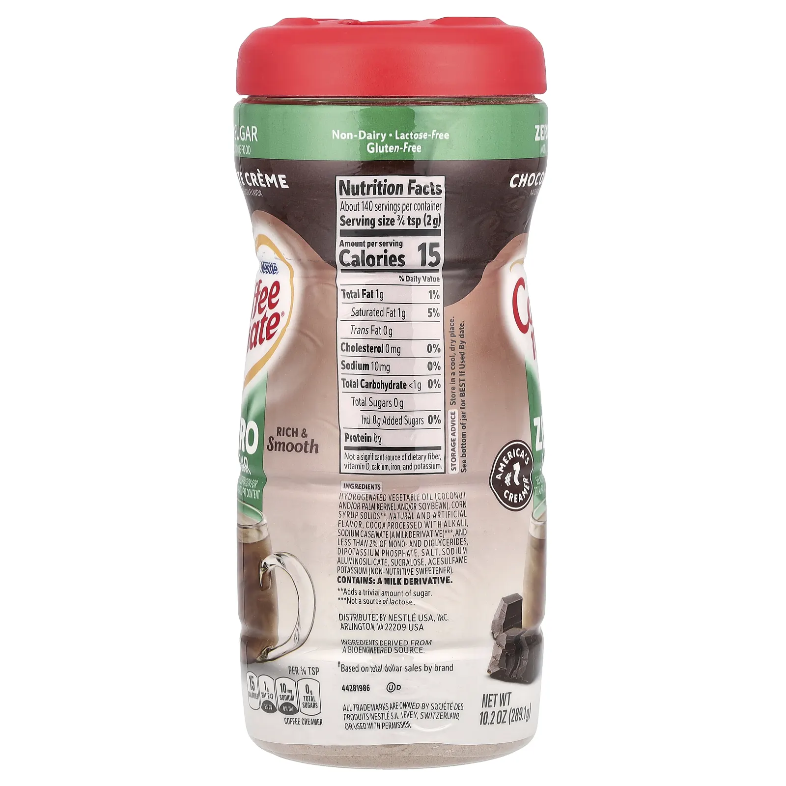 Coffee Mate, сухие сливки для кофе, без сахара, со вкусом шоколадного крема, 289,1 г (10,2 унции)