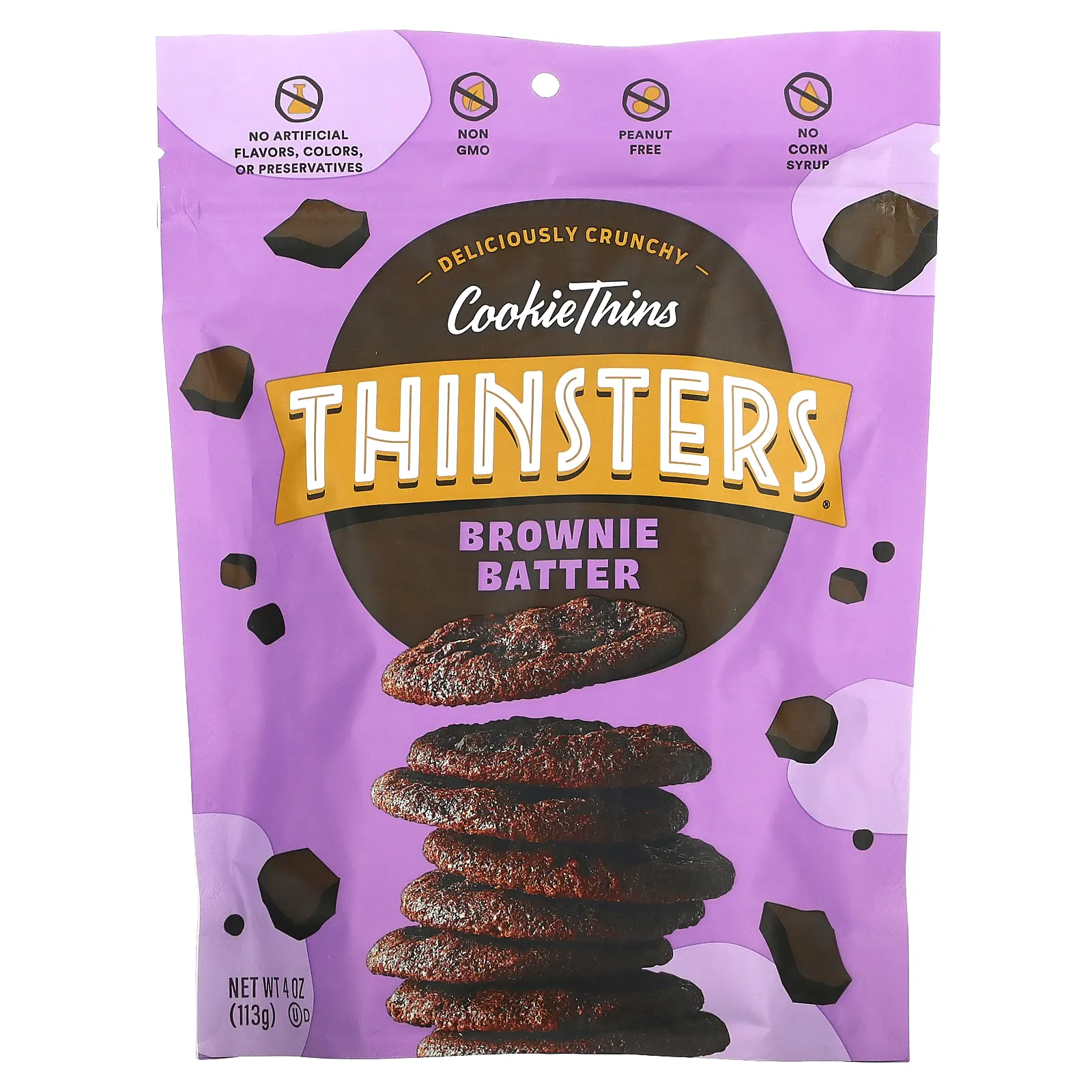 Thinsters, Cookie Thins, тесто для брауни, 113 г (4 унции)