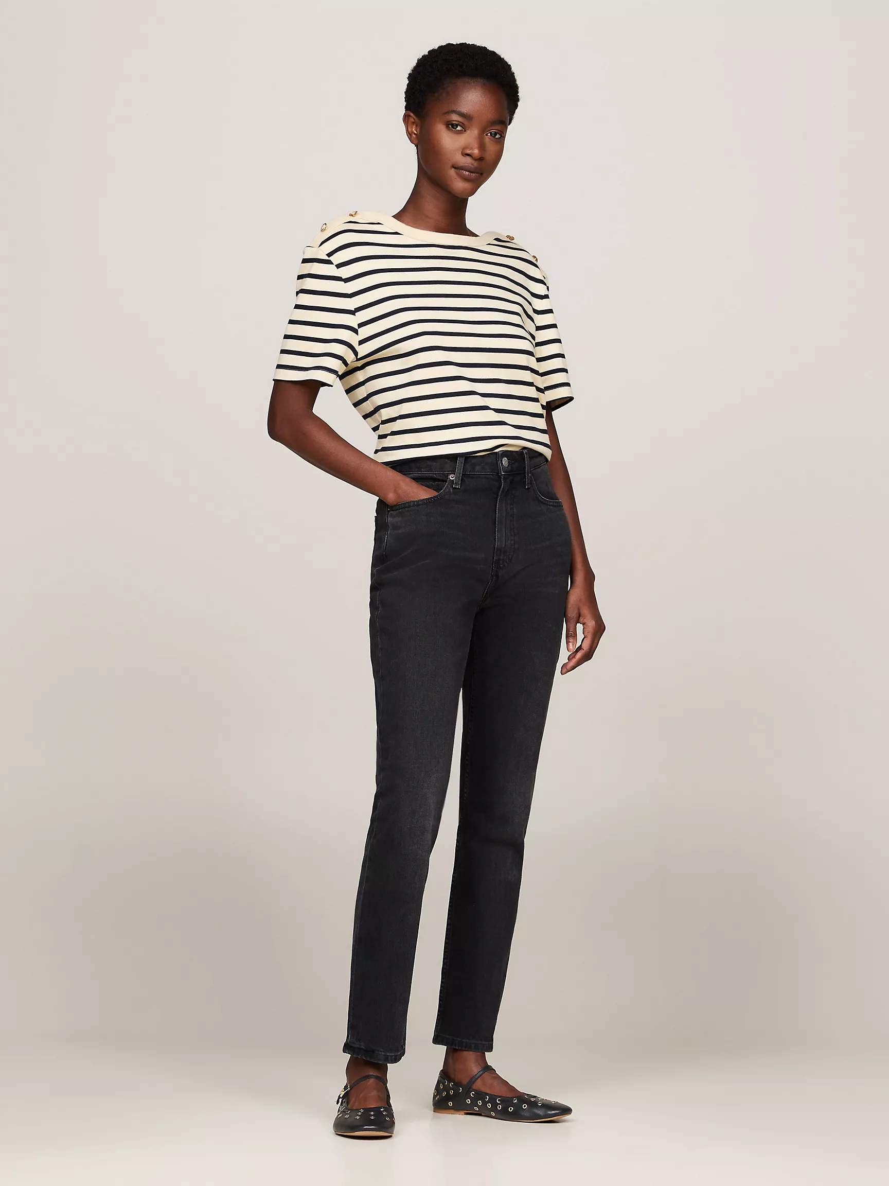 Женская обувь Tommy Hilfiger, Кожаные балетки Mary Jane с люверсами