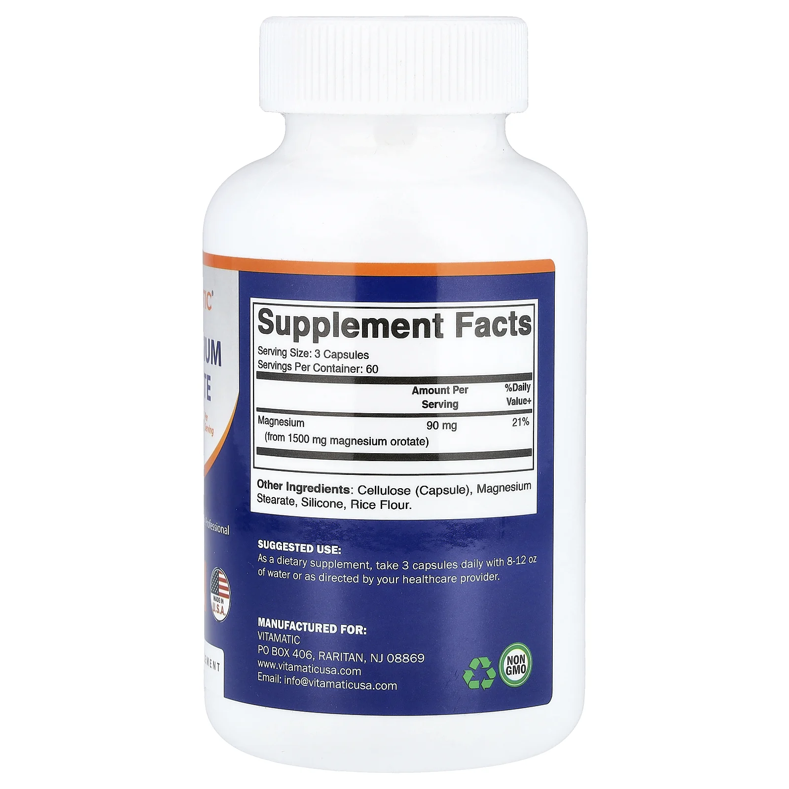 Vitamatic, оротат магния, 180 капсул (500 мг в 1 капсуле)