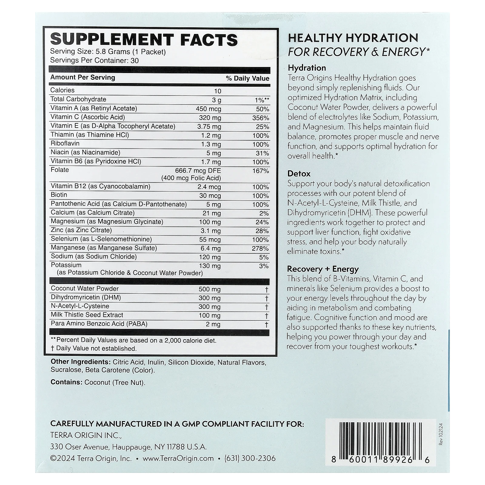 Terra Origin, Healthy Hydration +, лимонад, 30 пакетиков, по 5,8 г (0,20 унции)