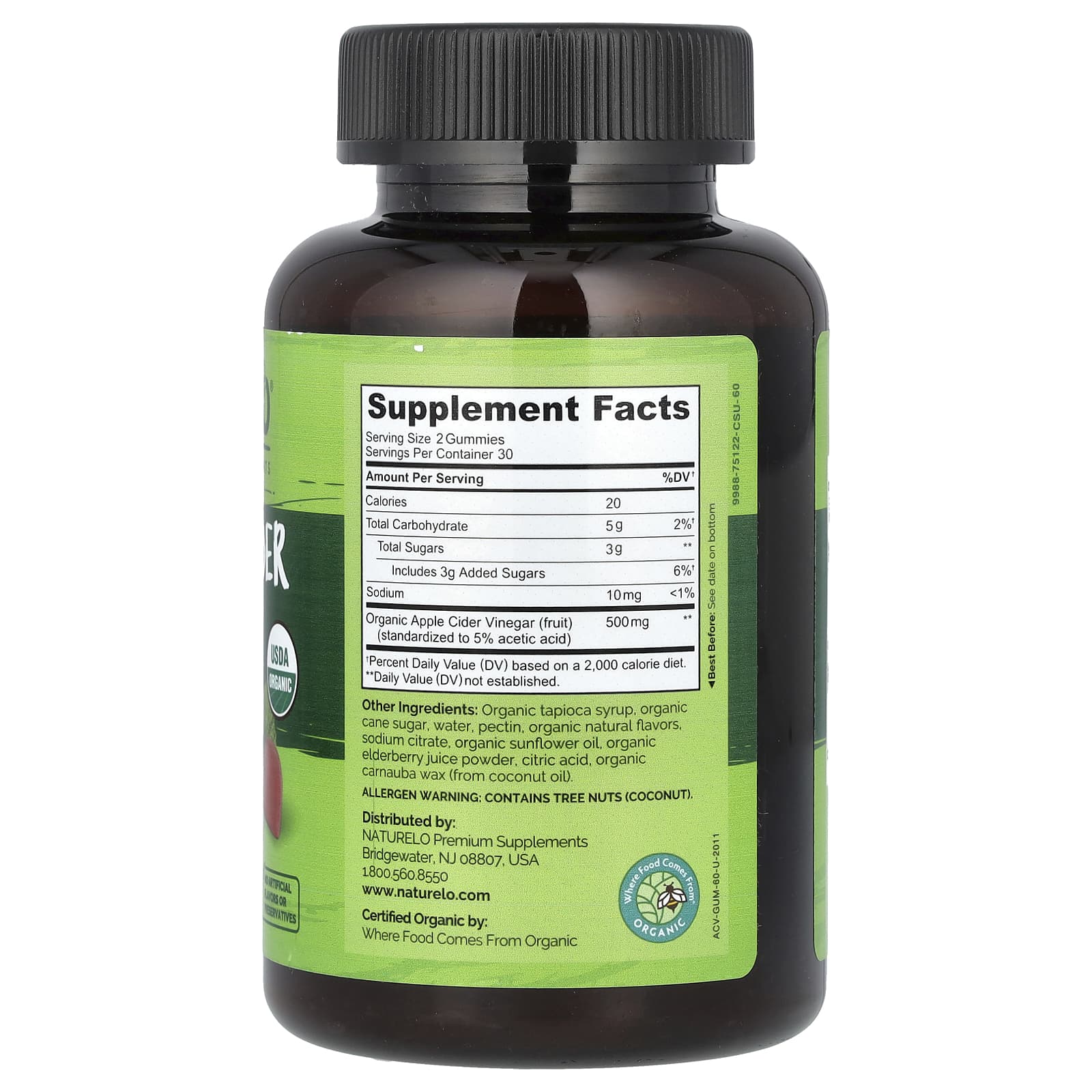 NATURELO, Жевательные мармеладки с яблочным уксусом, 60 веганских жевательных таблеток