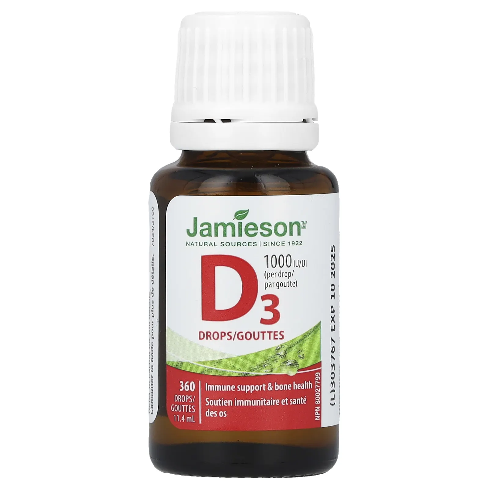Jamieson Vitamins, Витамин D3 в каплях, 1000 МЕ, 11,4 мл