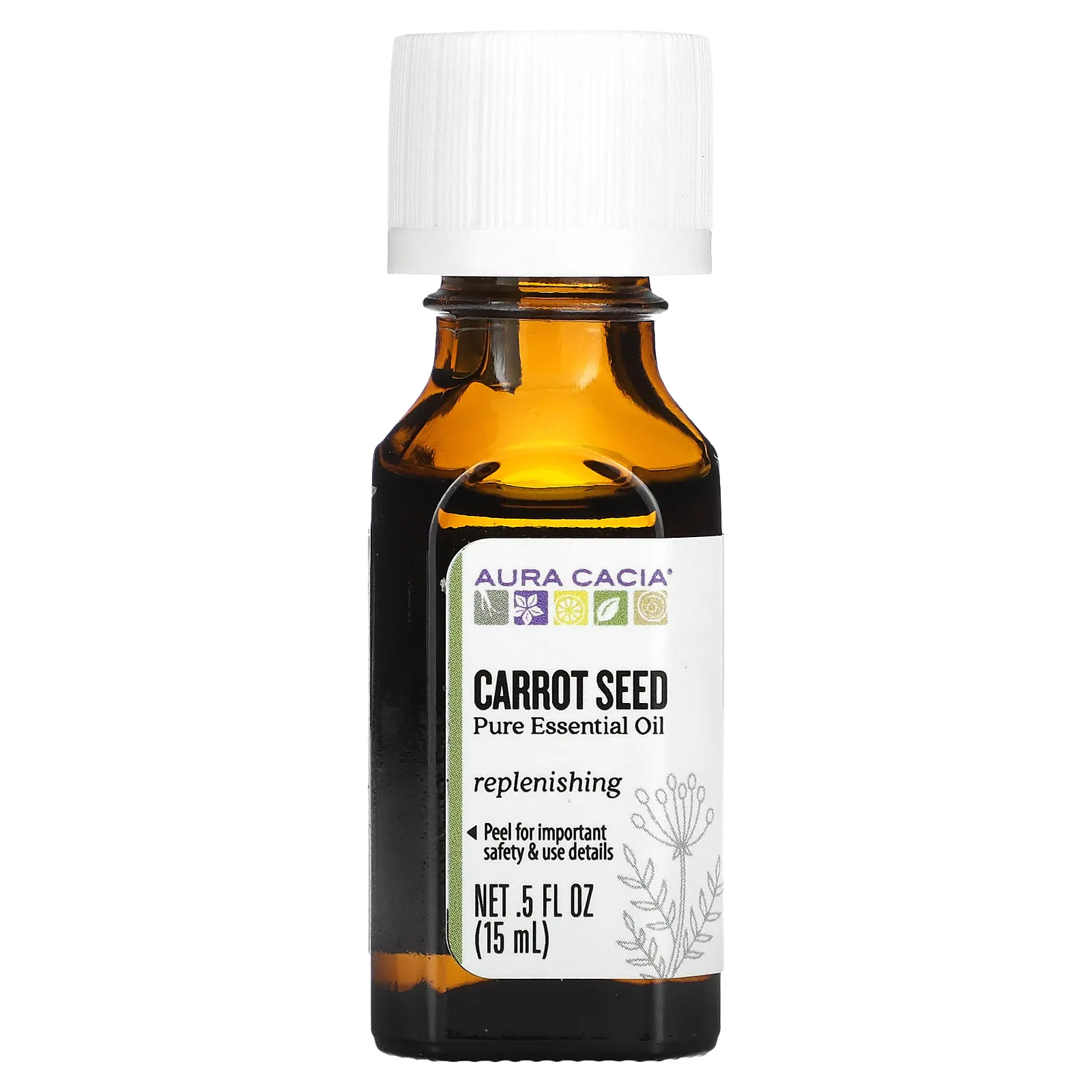 Aura Cacia, 100% чистое эфирное масло, семена моркови, 15 мл (0,5 жидк. унции)