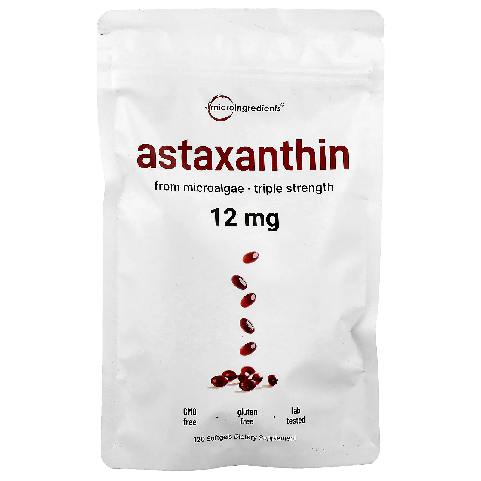 Micro Ingredients, Астаксантин, 12 мг, 120 мягких таблеток