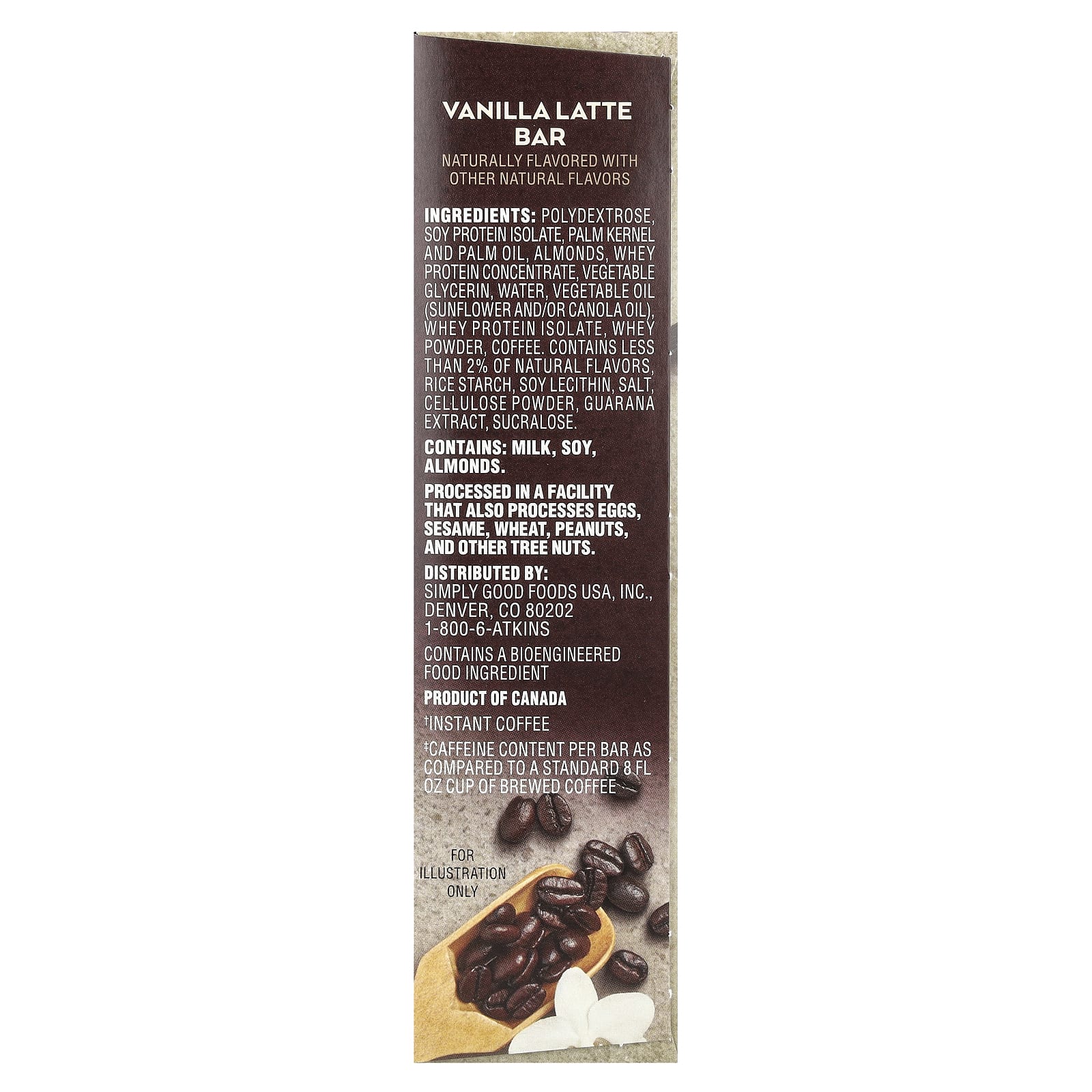 Atkins, Coffee House Collection, ванильный латте, 5 батончиков по 60 г (2,12 унции)
