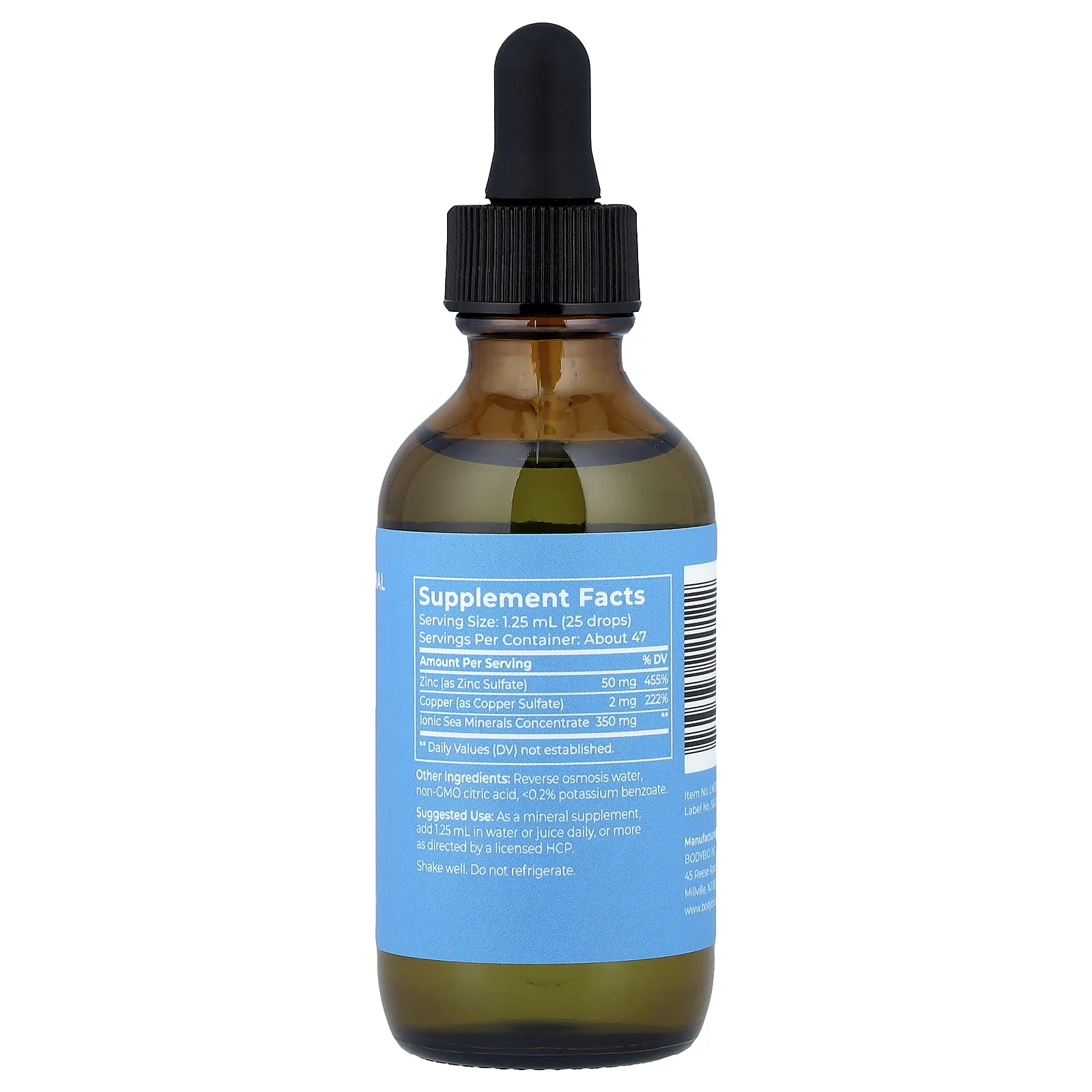 BodyBio, Жидкий минеральный цинк, 59 мл (2 жидк. Унции)