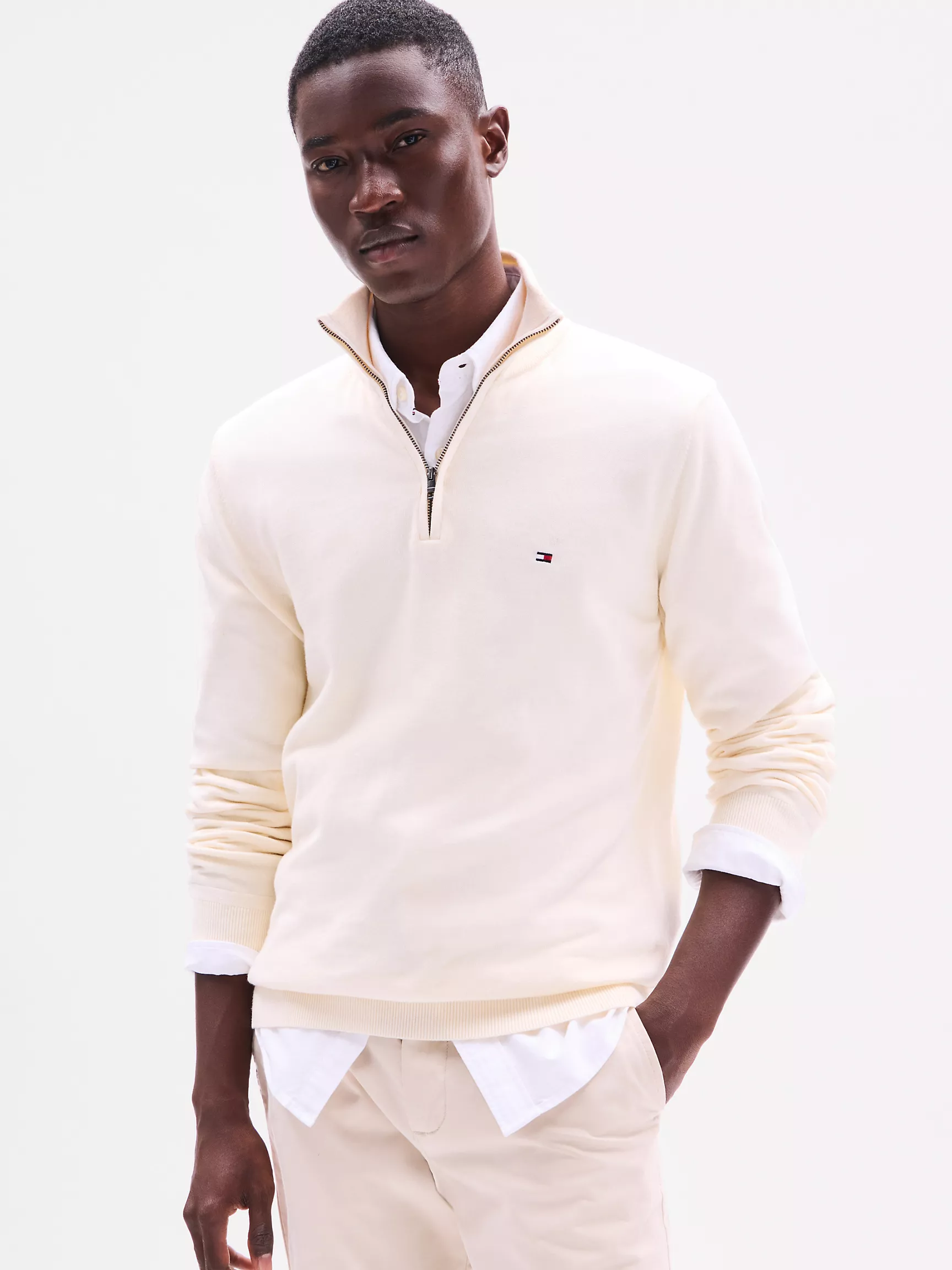 Мужской свитер Tommy Hilfiger, Классический свитер на молнии с воротником-стойкой