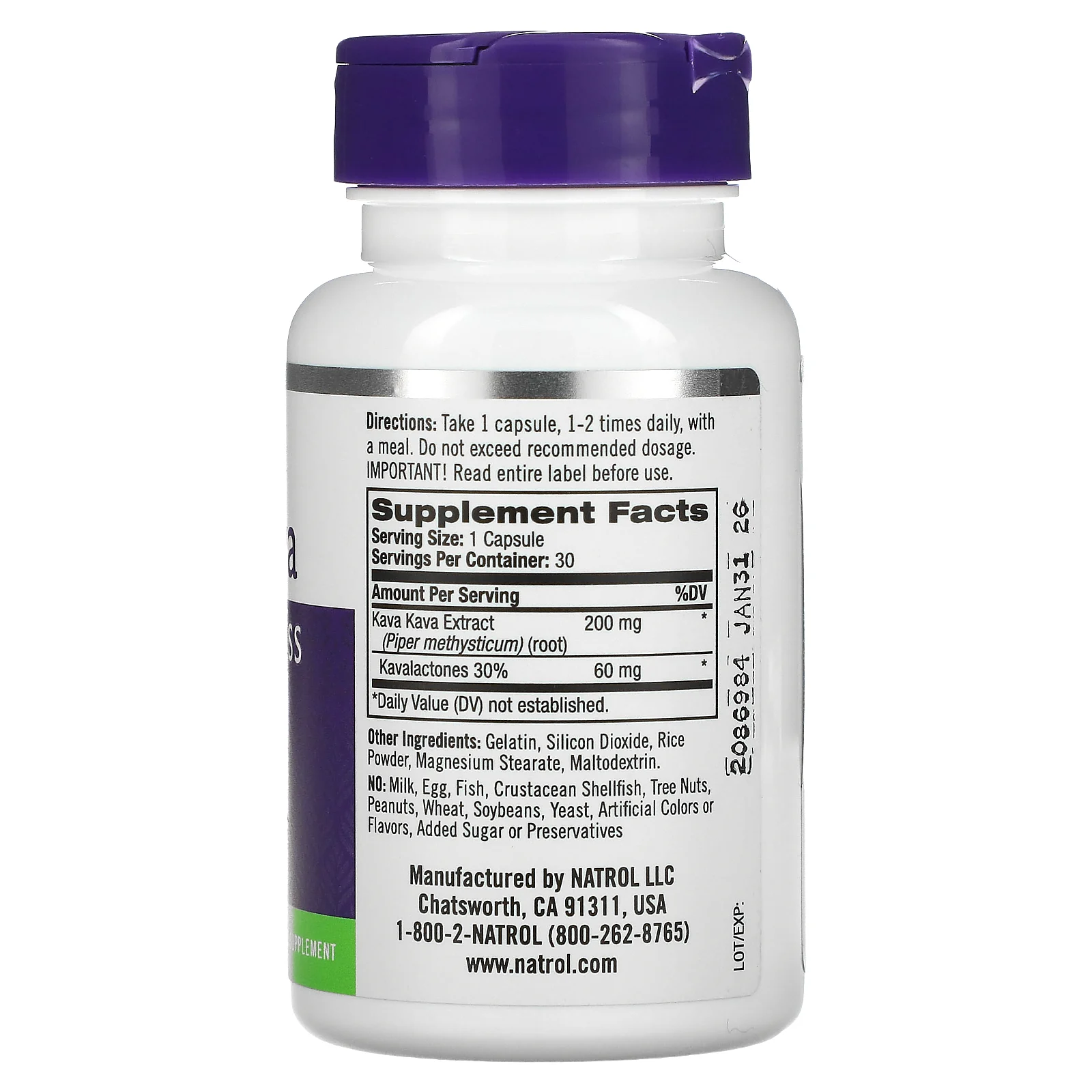 Natrol, Кава-кава, 200 мг, 30 капсул