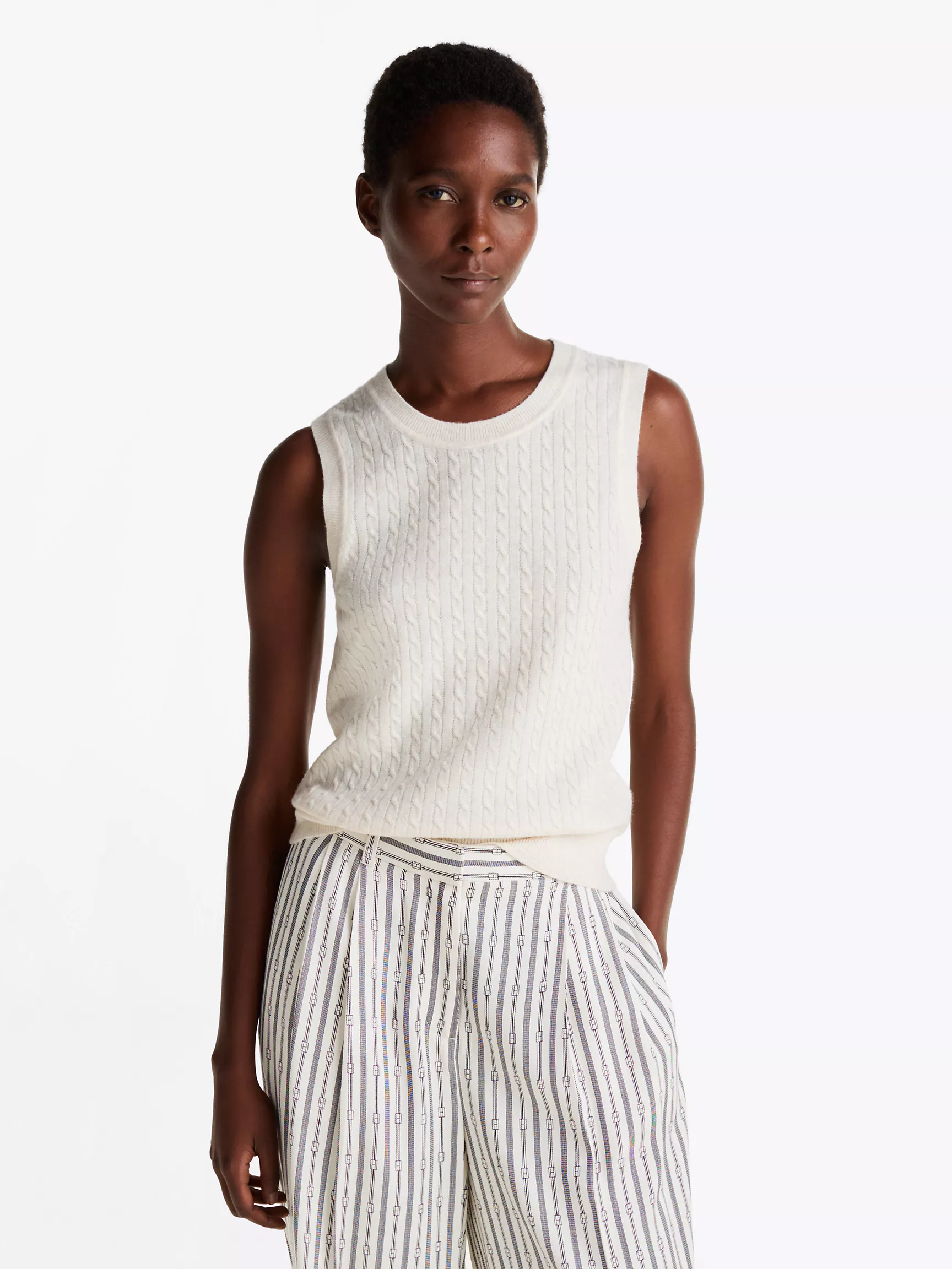 Женский свитер Tommy Hilfiger, Укороченный вязаный топ из шерстяной смеси с узором "косы"