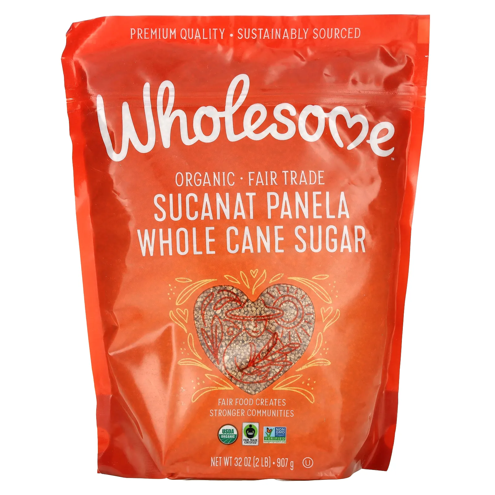 Wholesome Sweeteners, органический Sucanat Paanela, цельный тростниковый сахар, 907 г (2 фунта)
