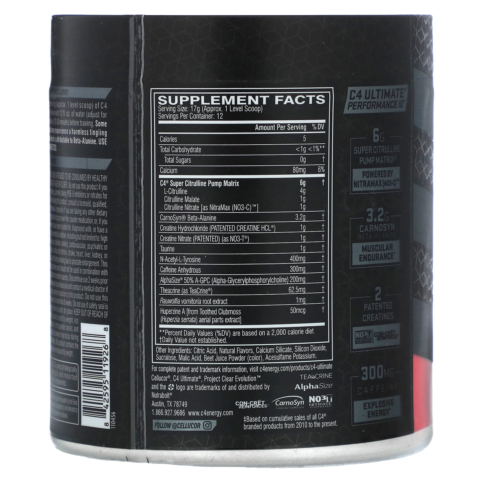 Cellucor, C4 Ultimate, предтренировочный комплекс, с клубникой и арбузом, 204 г (7,2 унции)