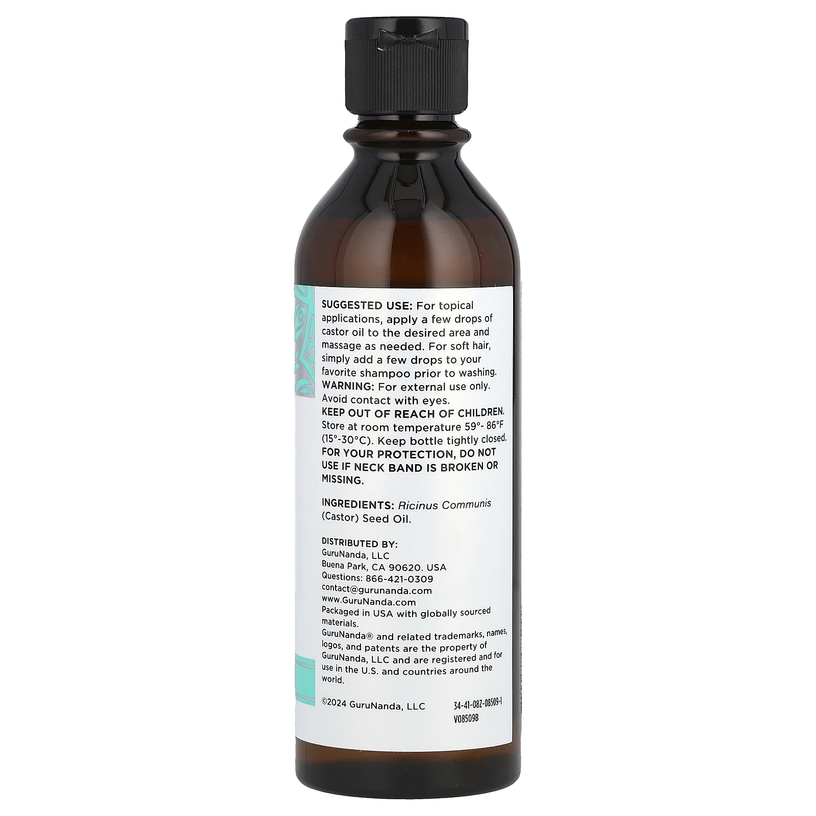 GuruNanda, Cold Pressed Castor Oil, 8 fl oz (237 ml)