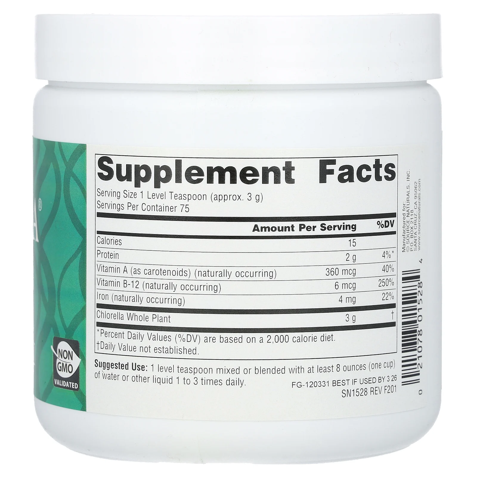 Source Naturals, хлорелла Яэяма, 226,8 г (8 унций)