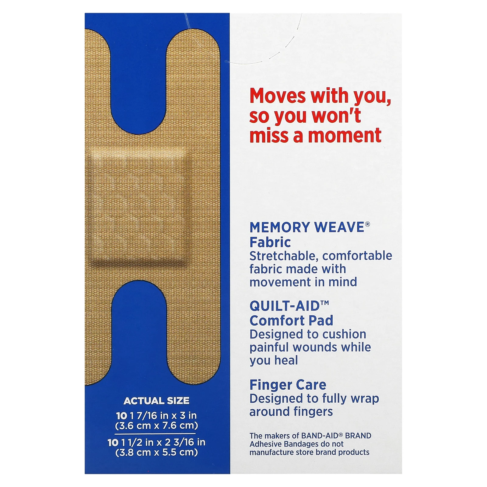 Band Aid, Лейкопластыри, гибкая ткань, разные размеры, 20 бинтов