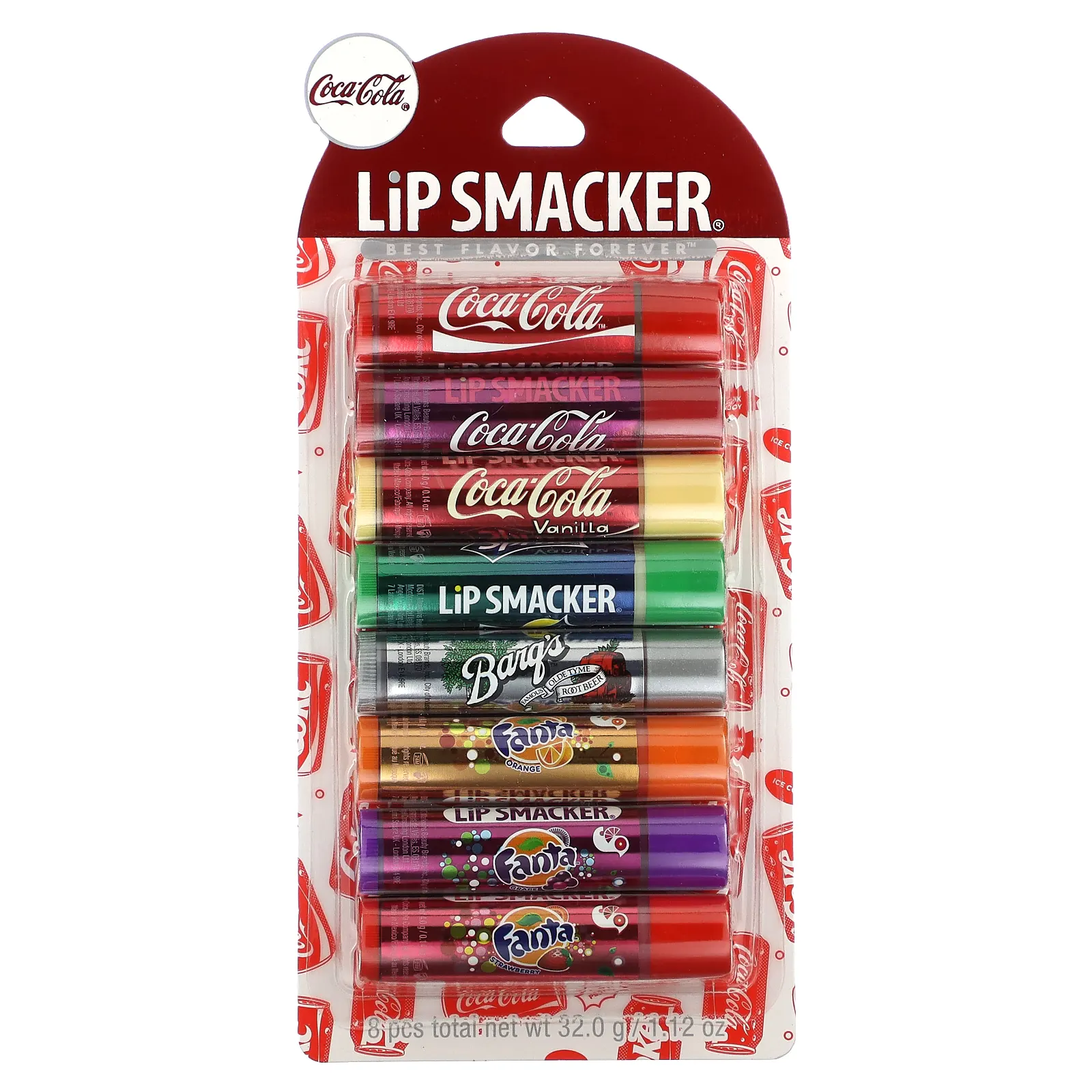 Lip Smacker, Coco-Cola, бальзам для губ, ассорти, 8 упаковок, 4 г (0,14 унции)