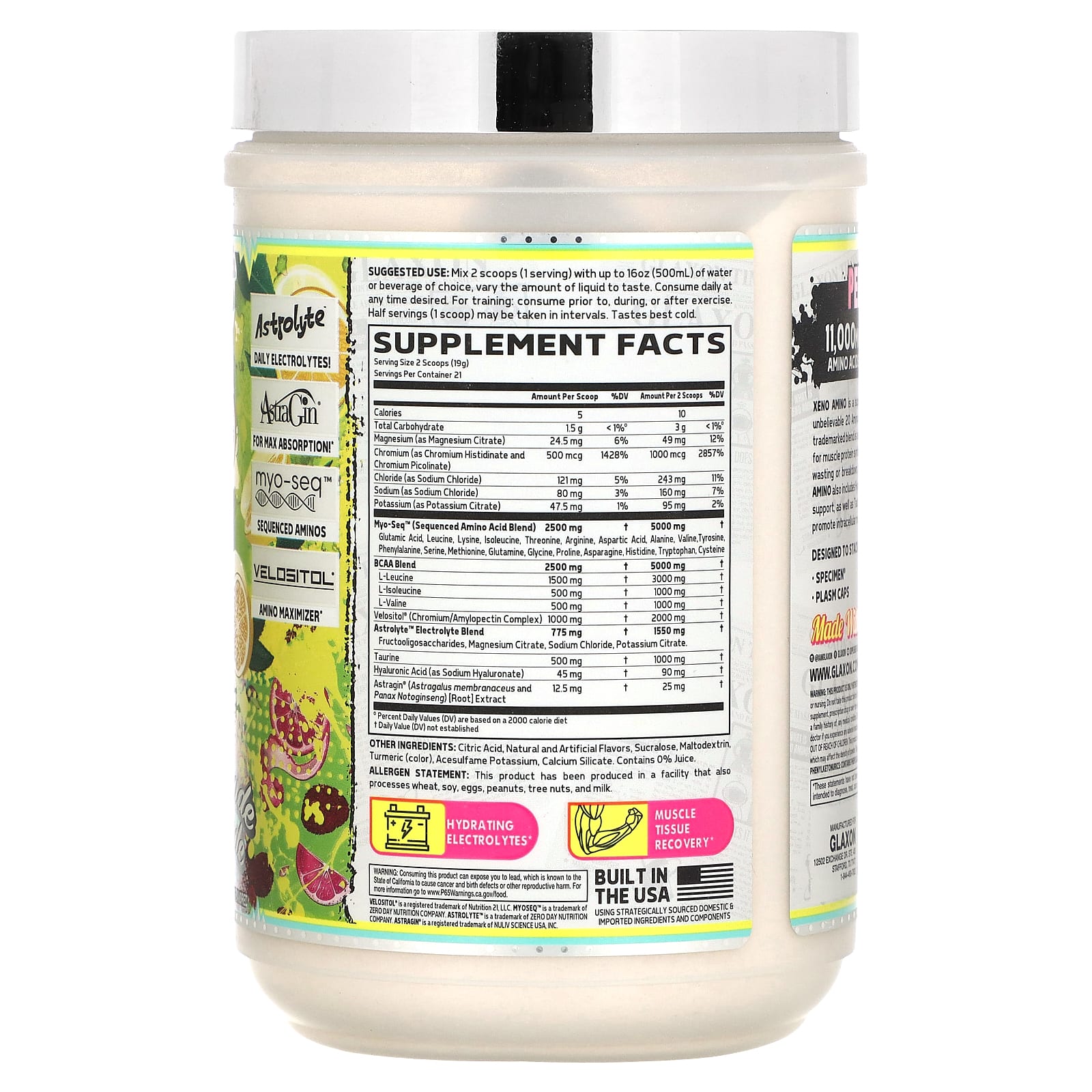 Glaxon, Xeno Amino, натуральный лимонад, 399 г (14 унций)