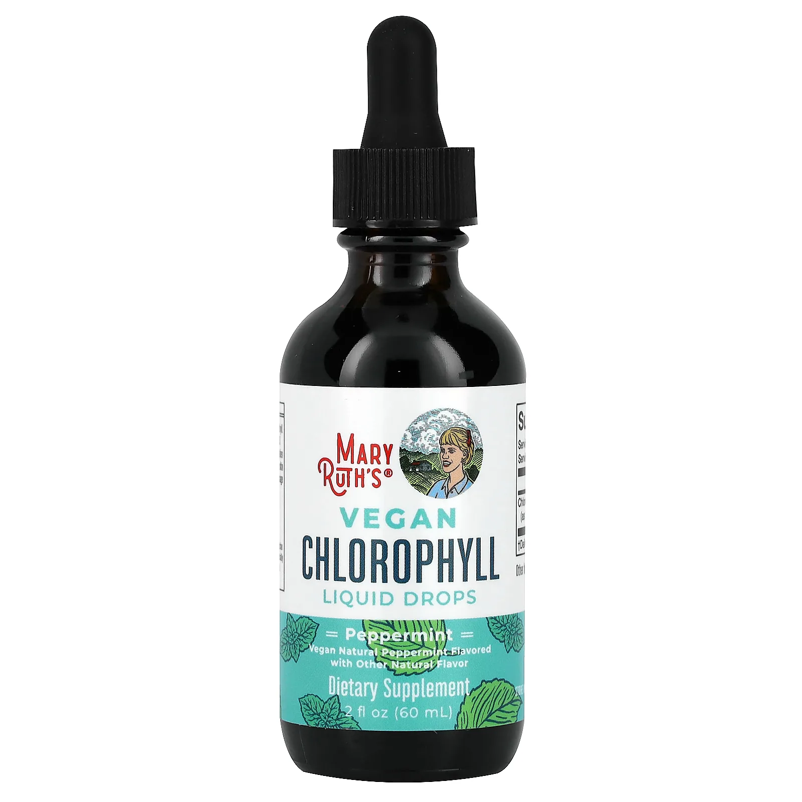 MaryRuth's, веганский хлорофилл, капли, перечная мята, 50 мг, 60 мл (2 жидк. унции)