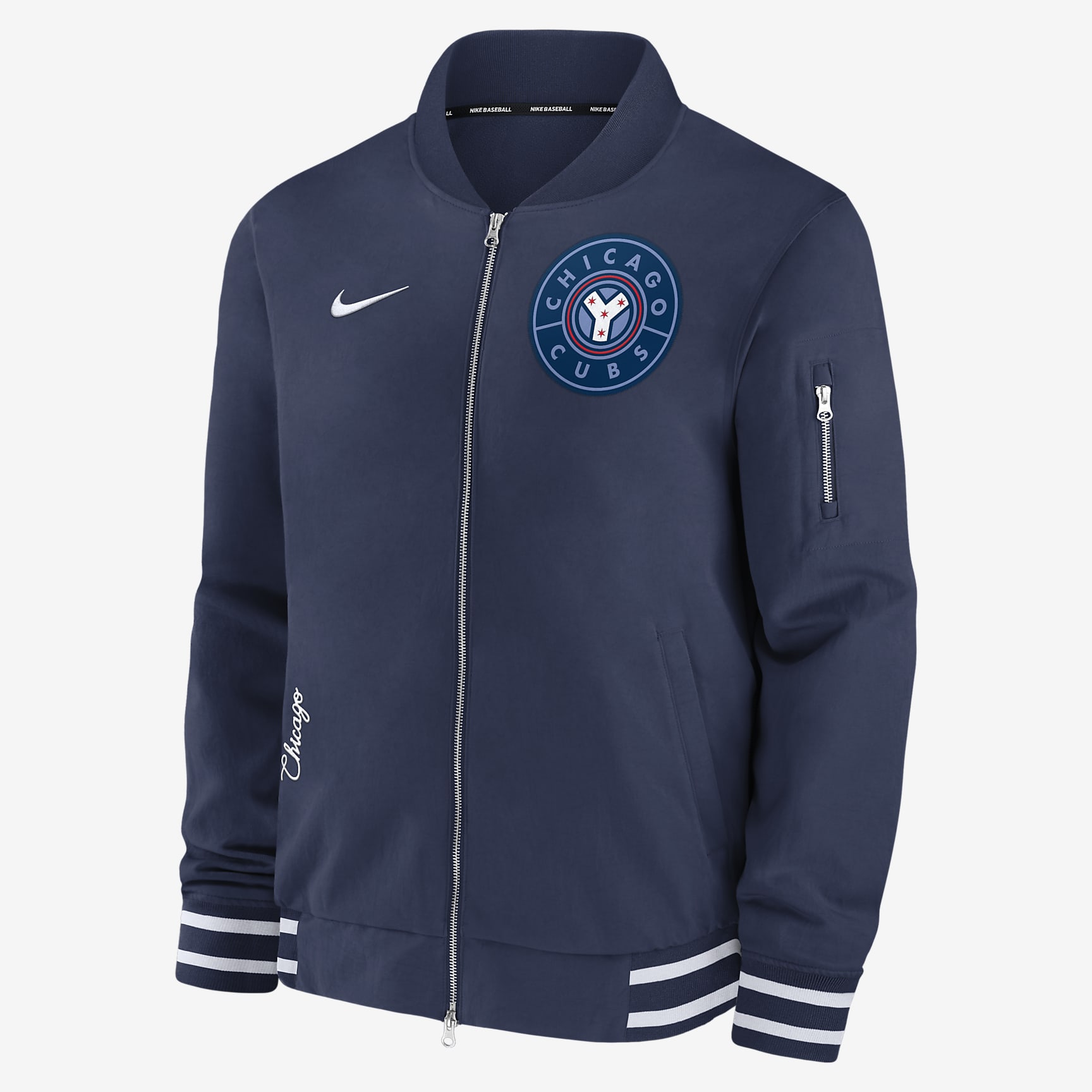 Chicago Cubs Authentic Collection City Connect Game Time Men's Nike MLB Full-Zip Bomber Jacket