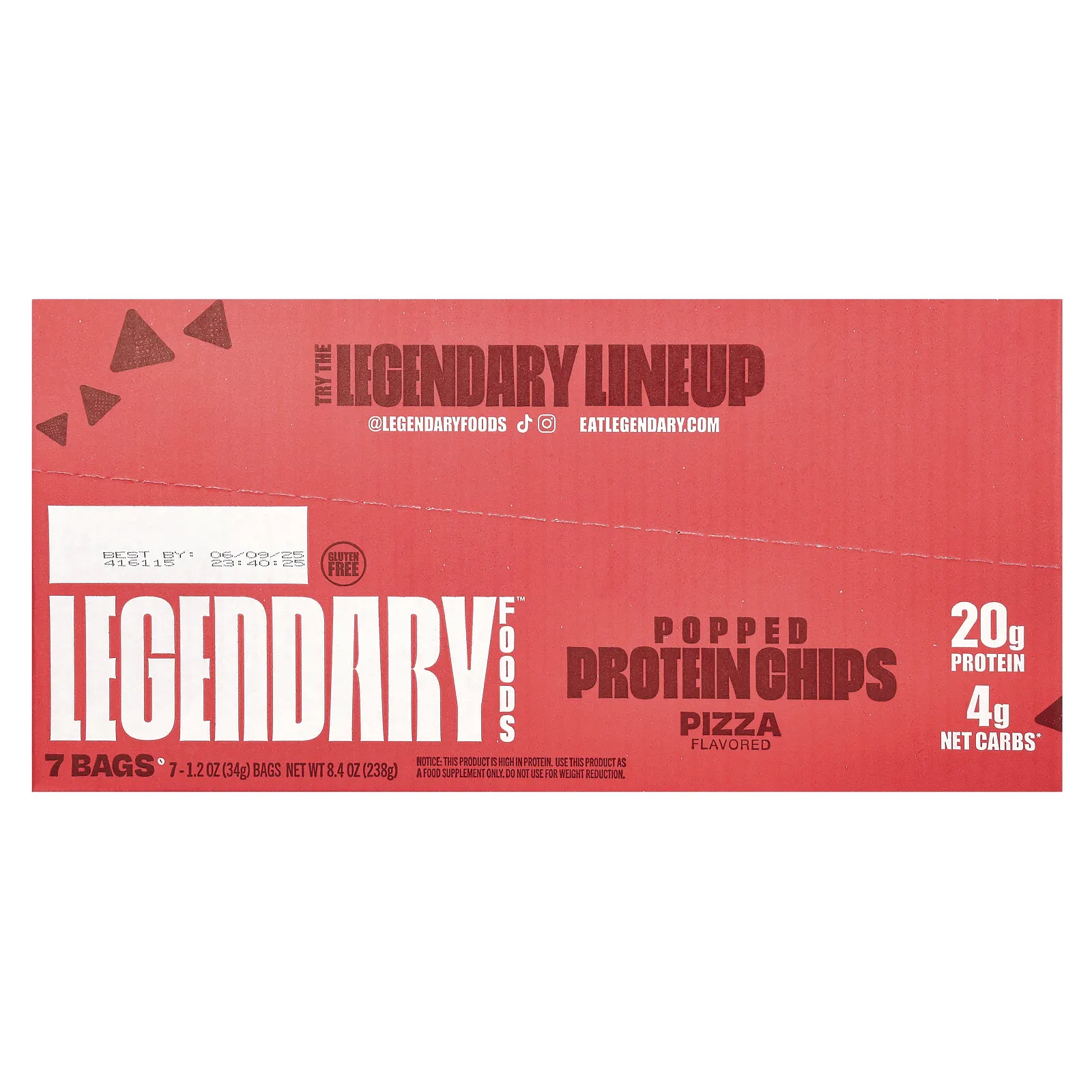 Legendary Foods, Popped Protein Chips, пицца, 7 пакетиков по 34 г (1,2 унции)