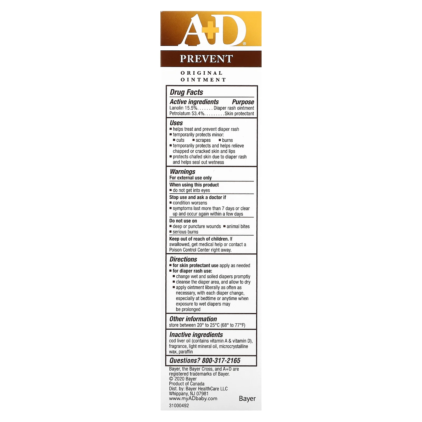 A+D, Original Ointment, мазь от пеленочной сыпи + средство для защиты кожи, 113 г (4 унции)