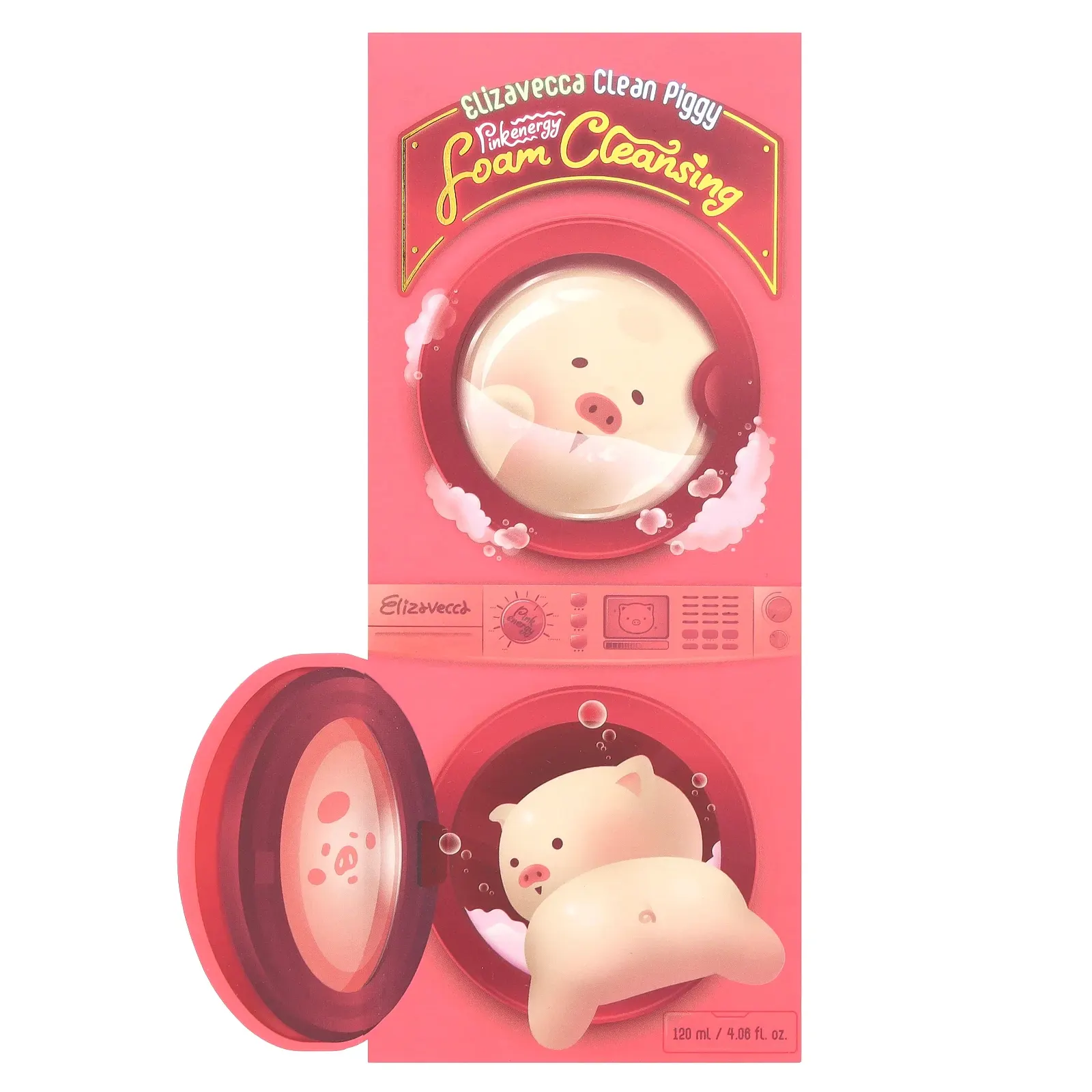Elizavecca, Очищающая энергетическая пенка Clean Piggy Pink, 120 мл (4,06 жидк. Унции)