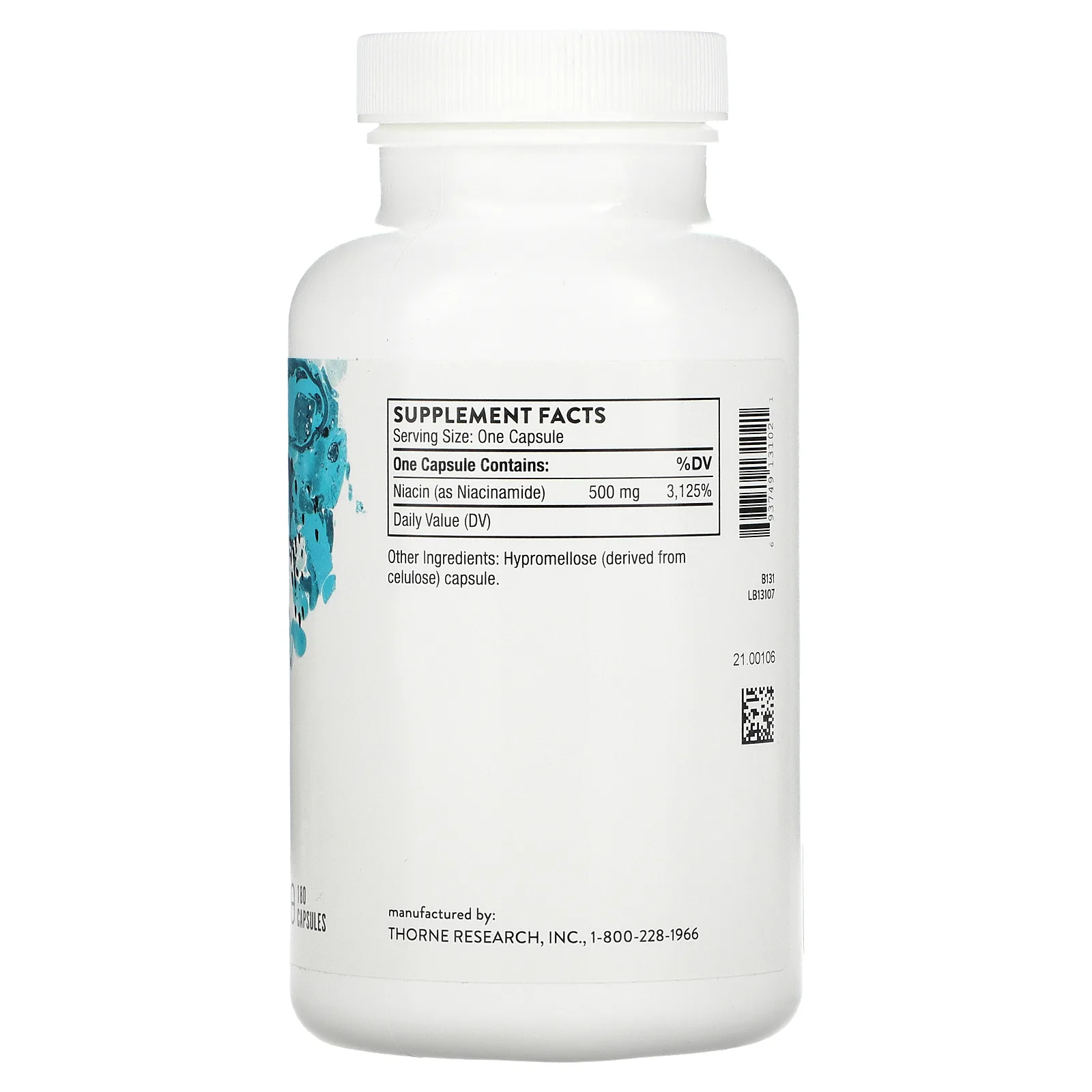Thorne, Ниацинамид, 180 капсул на растительной основе