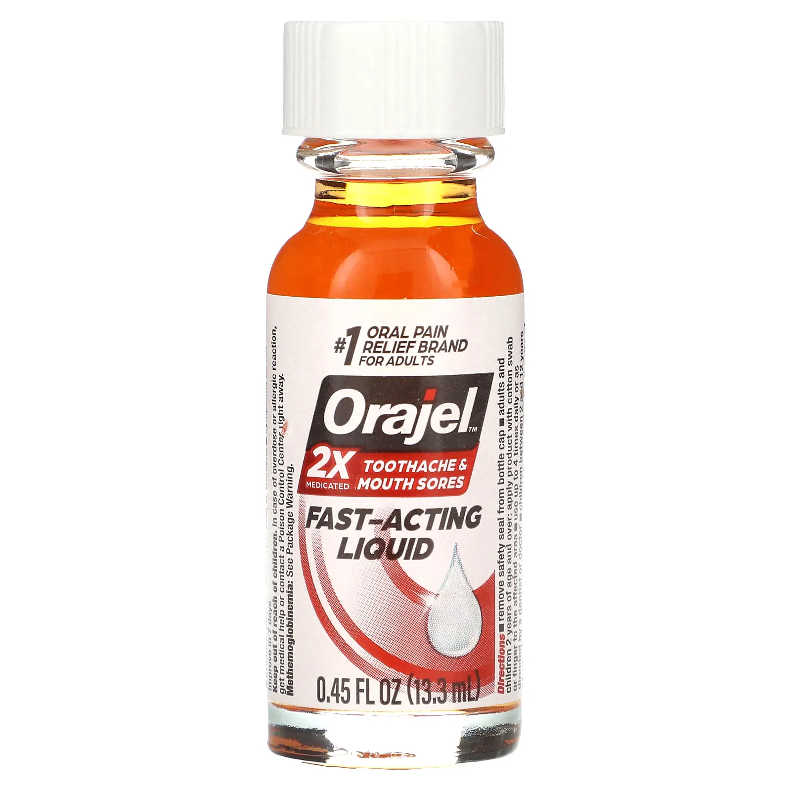 Orajel, 2 X Medicated, от зубной боли и язв во рту, быстродействующее средство, 13,3 мл (0,45 жидк. Унции)