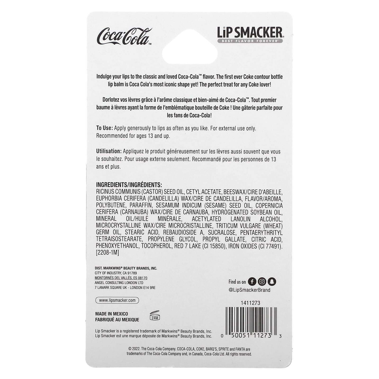 Lip Smacker, Coca-Cola, бальзам для губ, бутылка из-под колы, 4 г (0,14 унции)