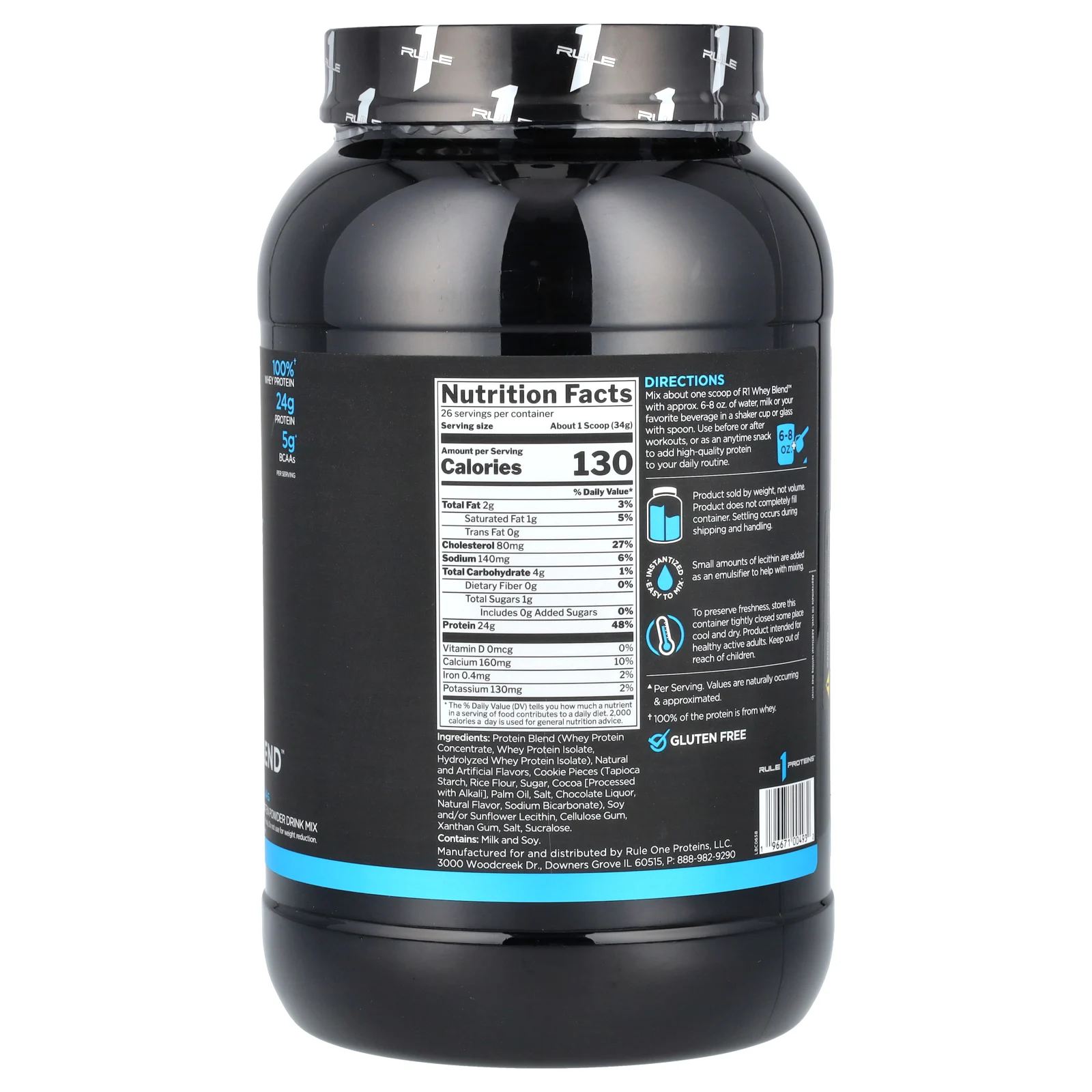 Rule One Proteins, Whey Blend, протеиновая смесь для приготовления напитка, печенье и крем, 884 г (1,95 фунта)