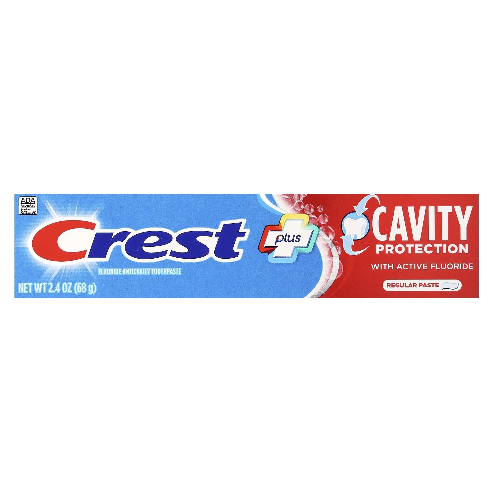 Crest, Plus, защита кариеса, зубная паста с фтором, обычная, 68 г (2,4 унции)
