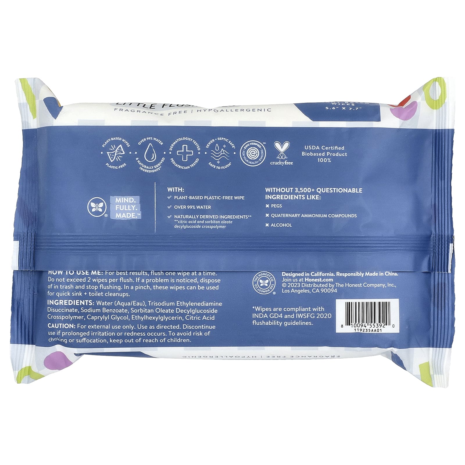 The Honest Company, Little Flushables, без отдушек, 42 салфетки на растительной основе